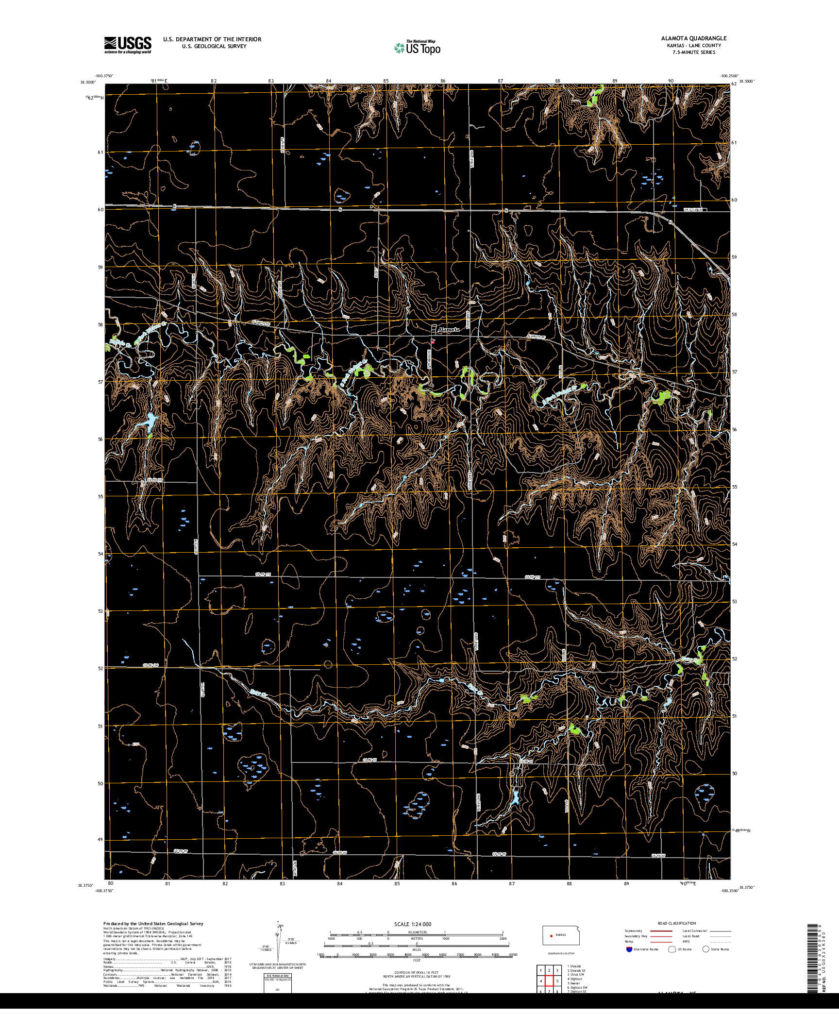 USGS US TOPO 7.5-MINUTE MAP FOR ALAMOTA, KS 2018