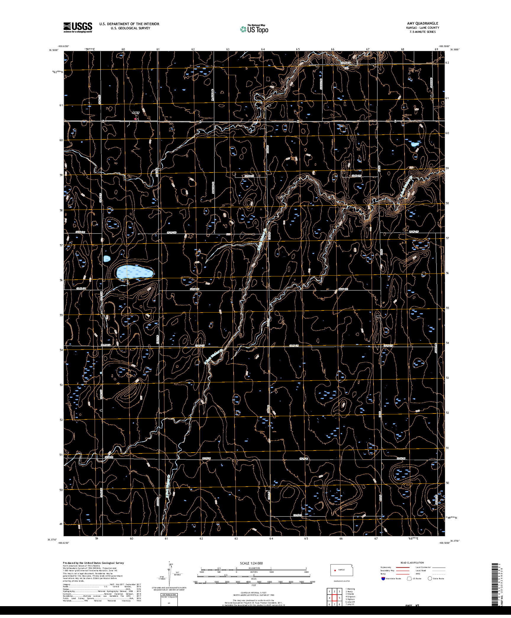 USGS US TOPO 7.5-MINUTE MAP FOR AMY, KS 2018