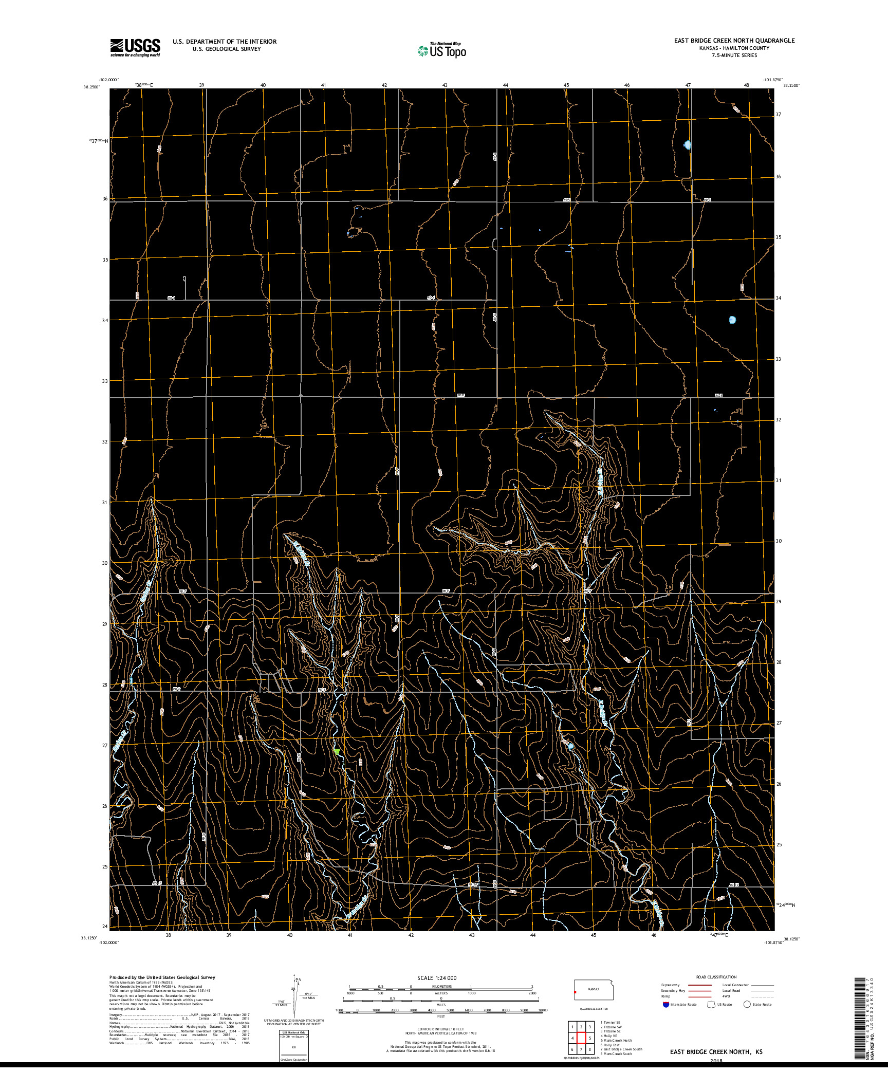 USGS US TOPO 7.5-MINUTE MAP FOR EAST BRIDGE CREEK NORTH, KS 2018