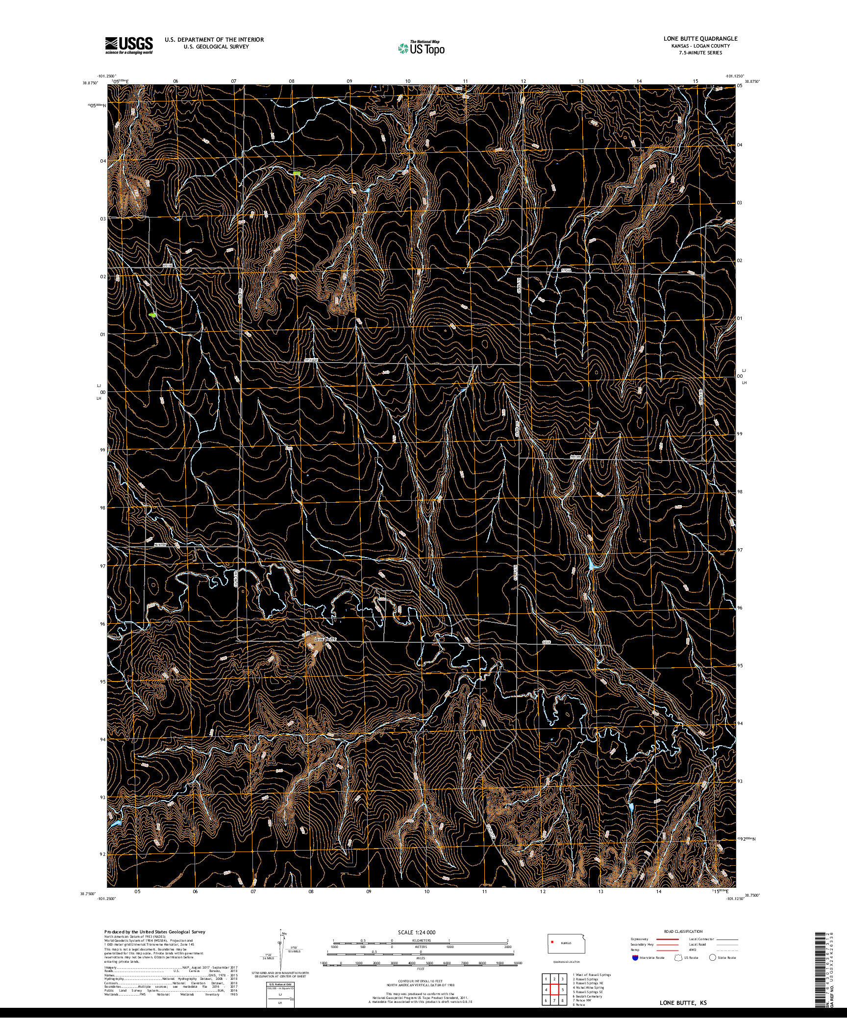 USGS US TOPO 7.5-MINUTE MAP FOR LONE BUTTE, KS 2018