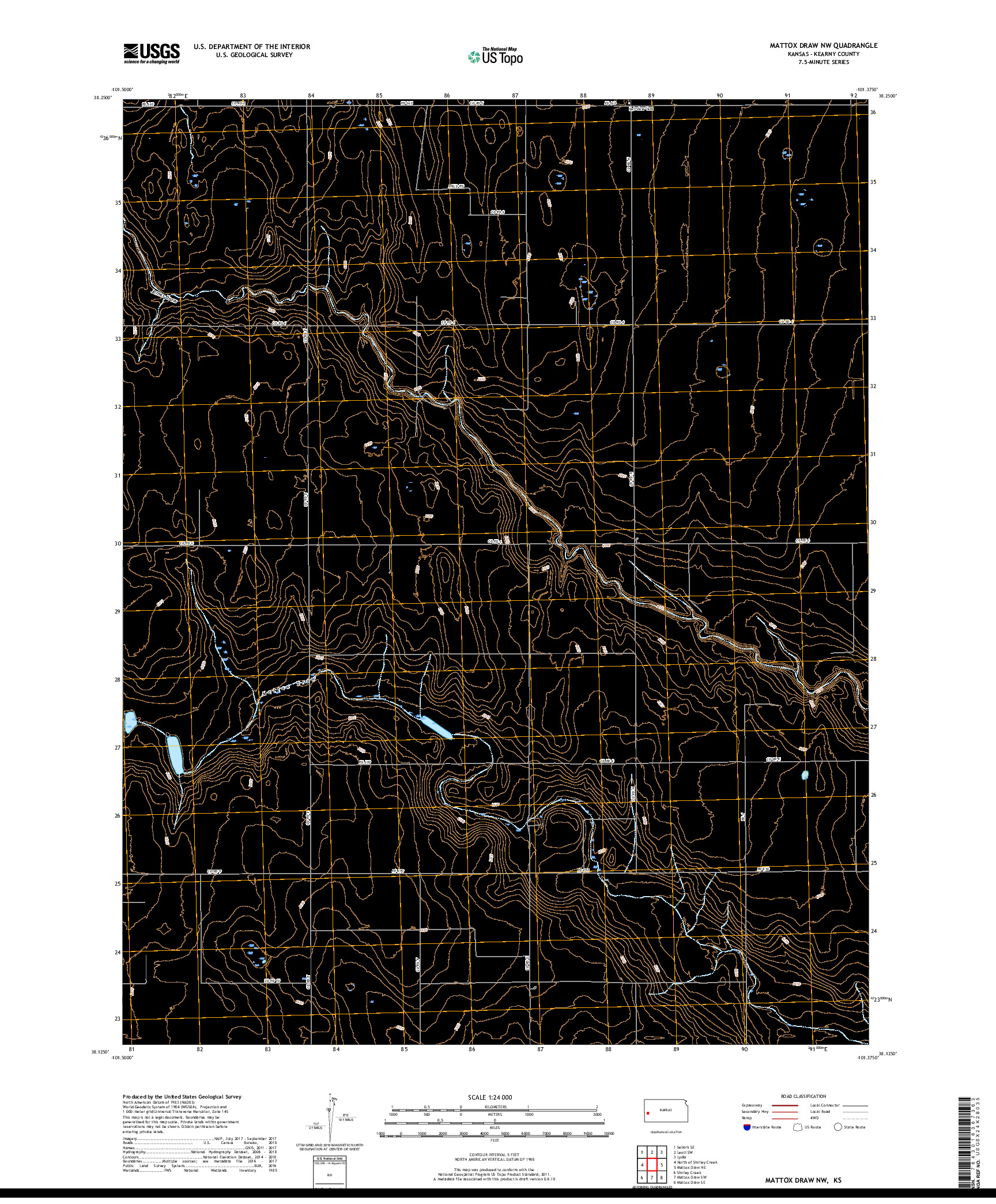 USGS US TOPO 7.5-MINUTE MAP FOR MATTOX DRAW NW, KS 2018