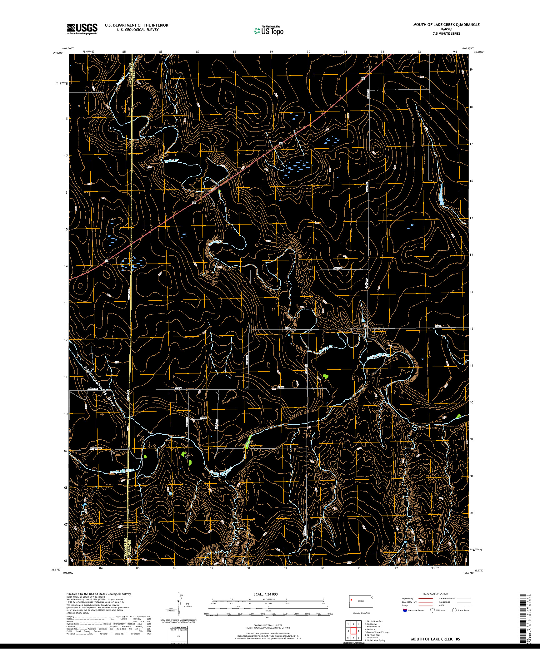 USGS US TOPO 7.5-MINUTE MAP FOR MOUTH OF LAKE CREEK, KS 2018
