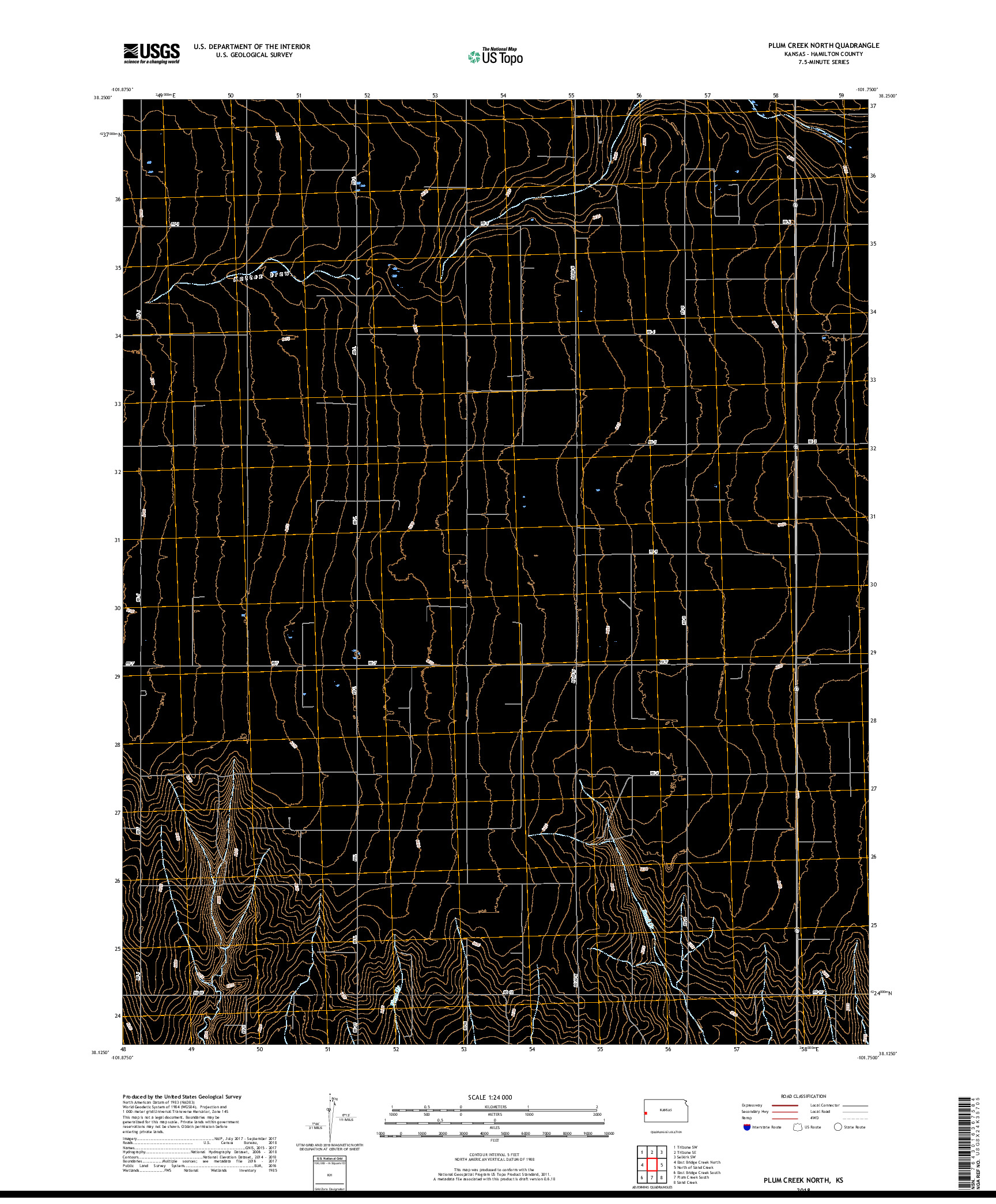 USGS US TOPO 7.5-MINUTE MAP FOR PLUM CREEK NORTH, KS 2018