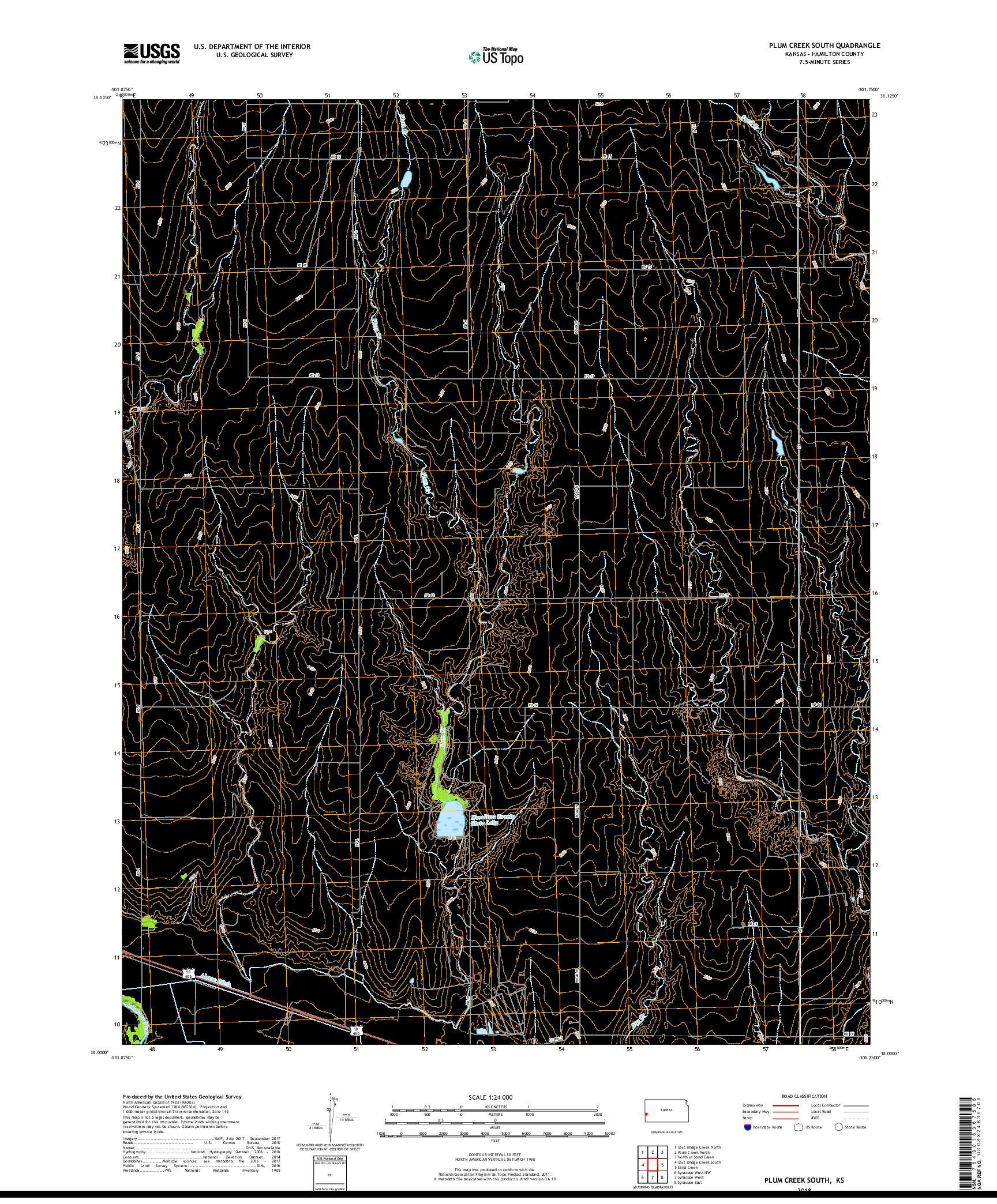 USGS US TOPO 7.5-MINUTE MAP FOR PLUM CREEK SOUTH, KS 2018