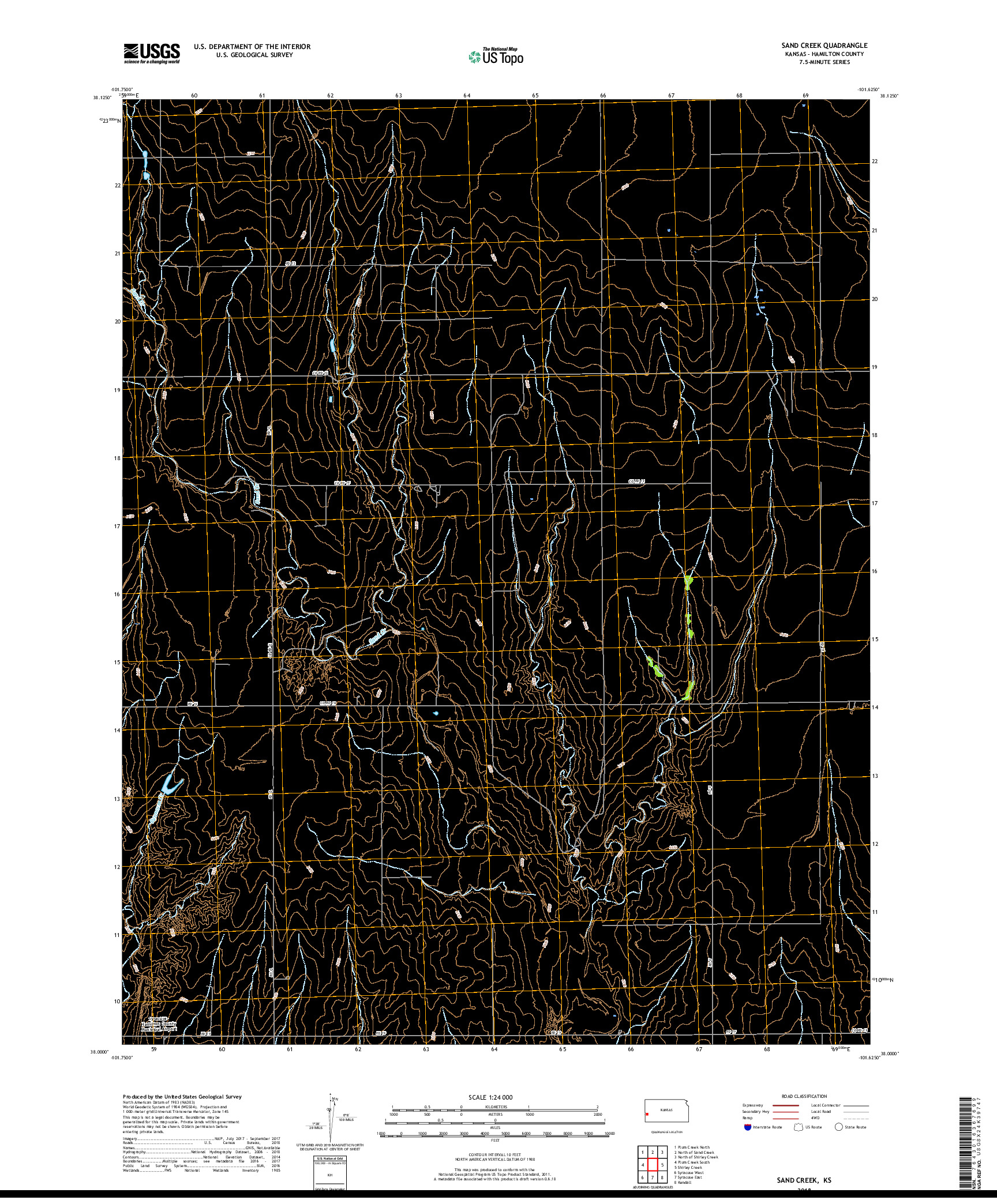 USGS US TOPO 7.5-MINUTE MAP FOR SAND CREEK, KS 2018