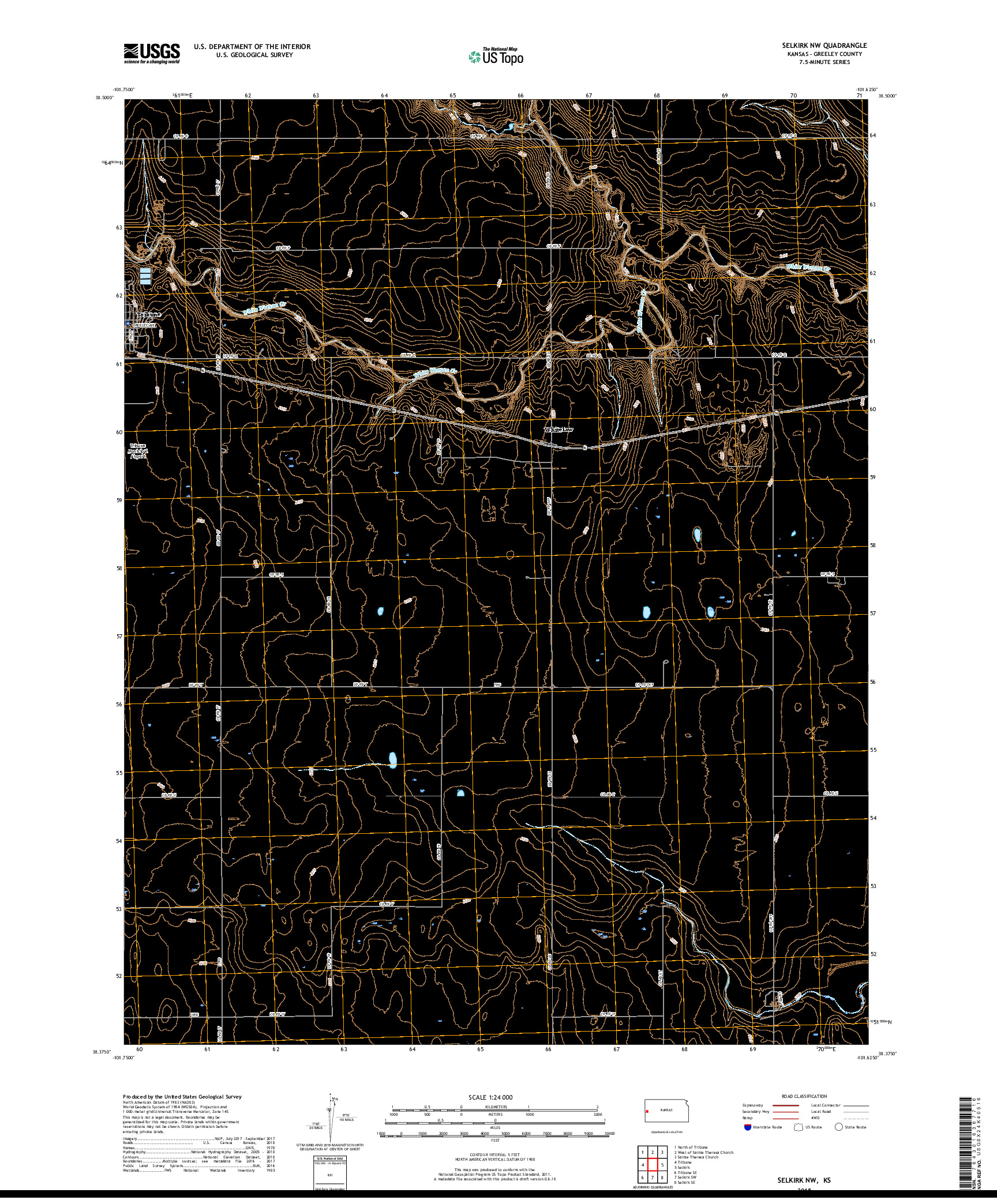 USGS US TOPO 7.5-MINUTE MAP FOR SELKIRK NW, KS 2018