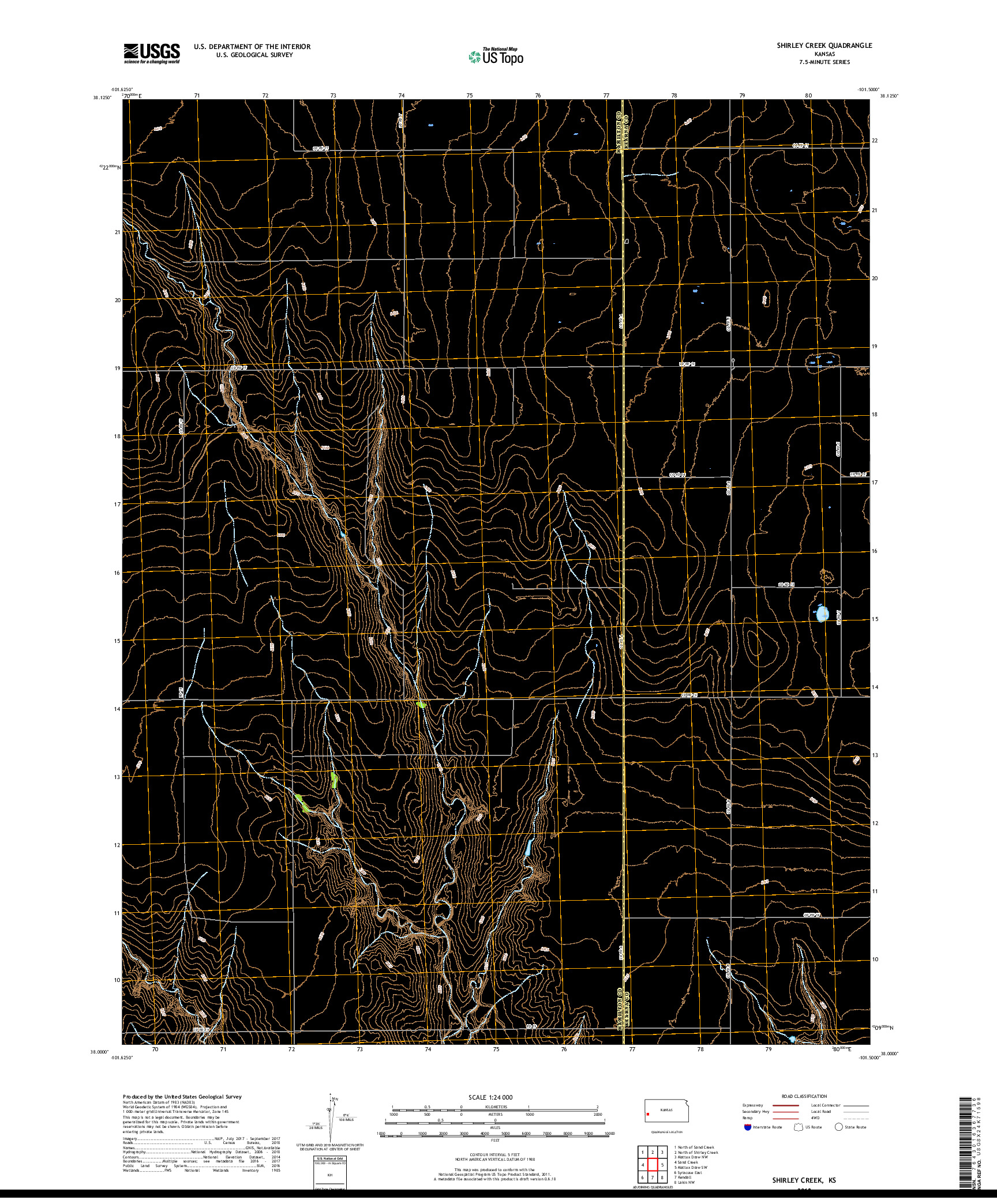 USGS US TOPO 7.5-MINUTE MAP FOR SHIRLEY CREEK, KS 2018