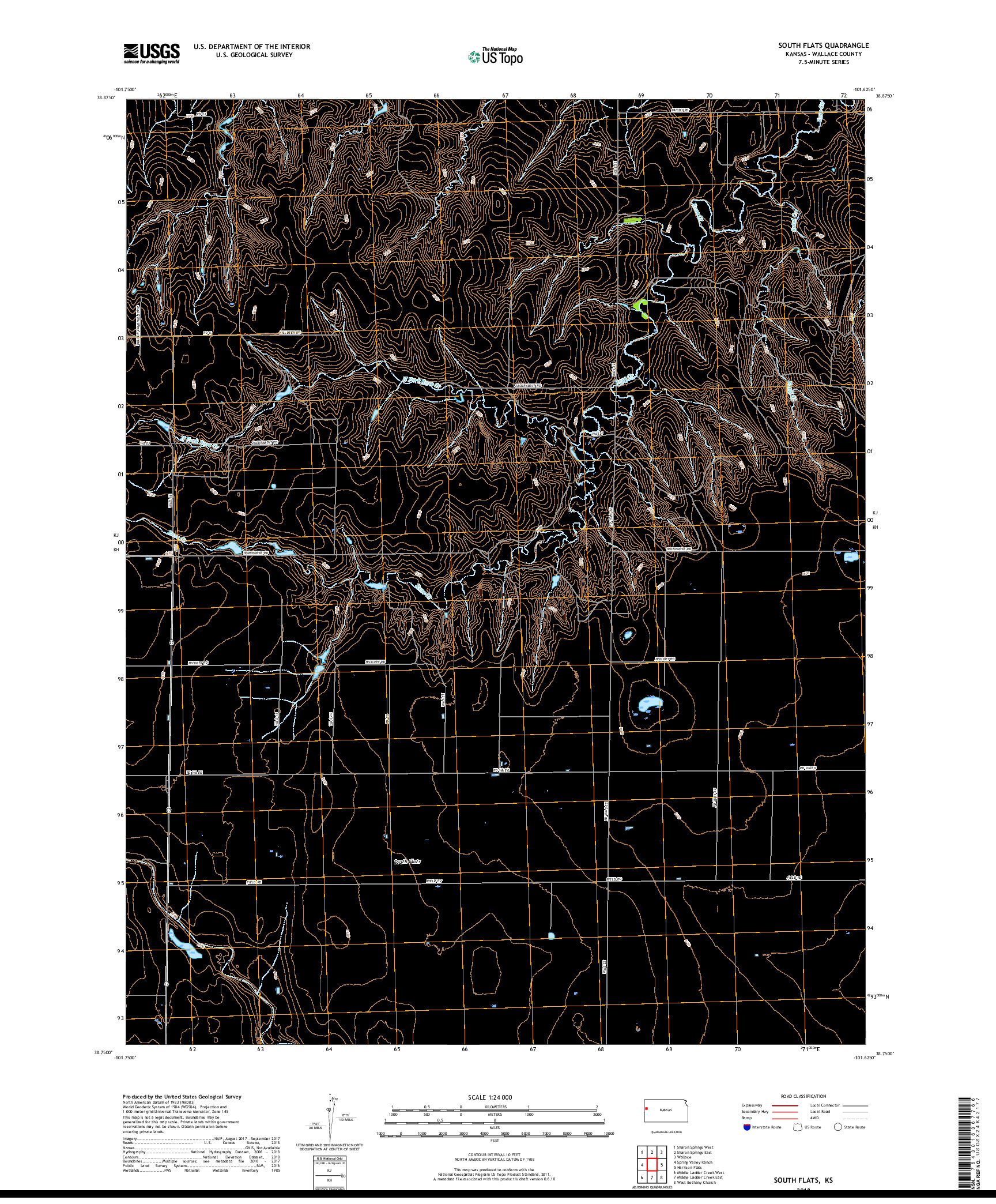USGS US TOPO 7.5-MINUTE MAP FOR SOUTH FLATS, KS 2018