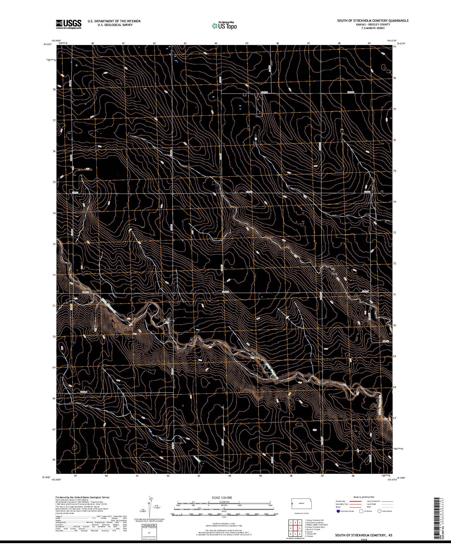 USGS US TOPO 7.5-MINUTE MAP FOR SOUTH OF STOCKHOLM CEMETERY, KS 2018
