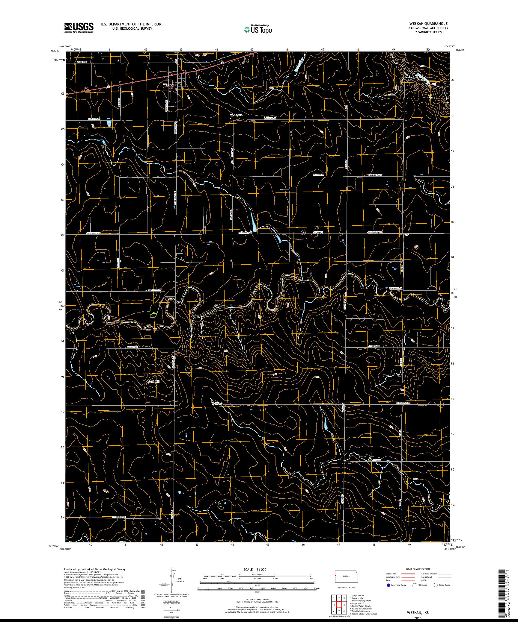 USGS US TOPO 7.5-MINUTE MAP FOR WESKAN, KS 2018