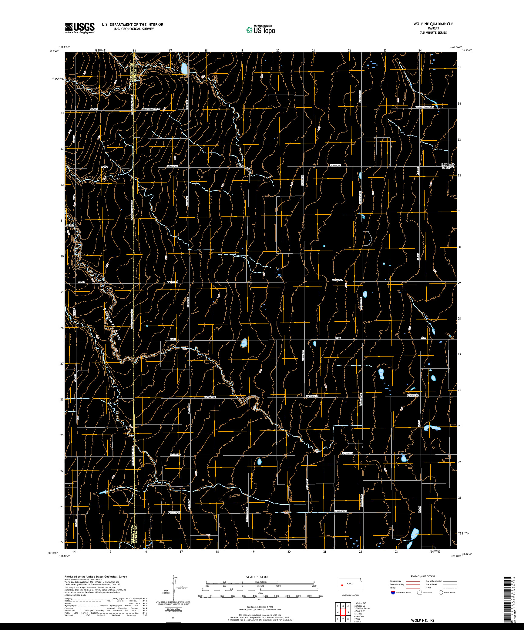 USGS US TOPO 7.5-MINUTE MAP FOR WOLF NE, KS 2018