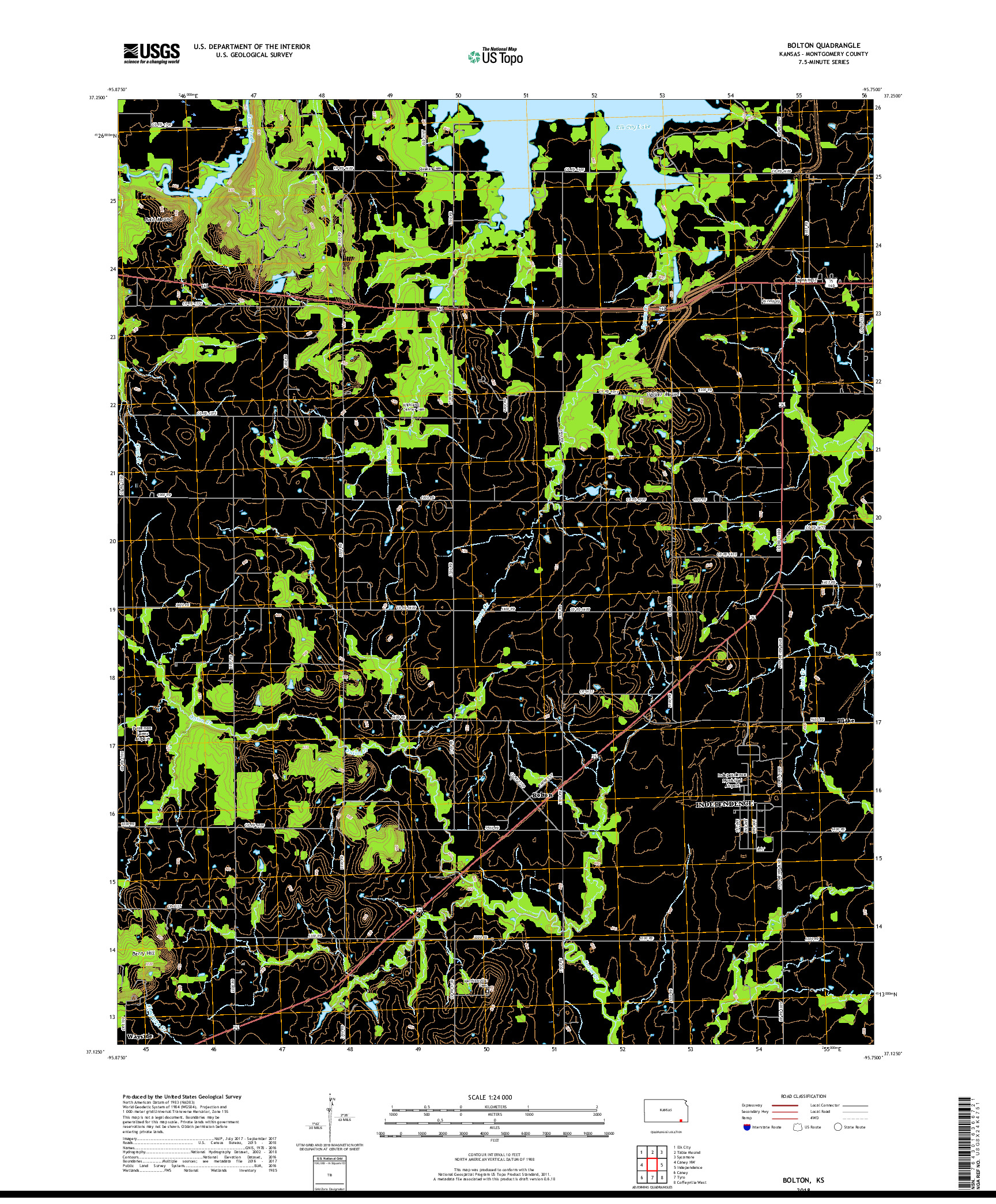 USGS US TOPO 7.5-MINUTE MAP FOR BOLTON, KS 2018