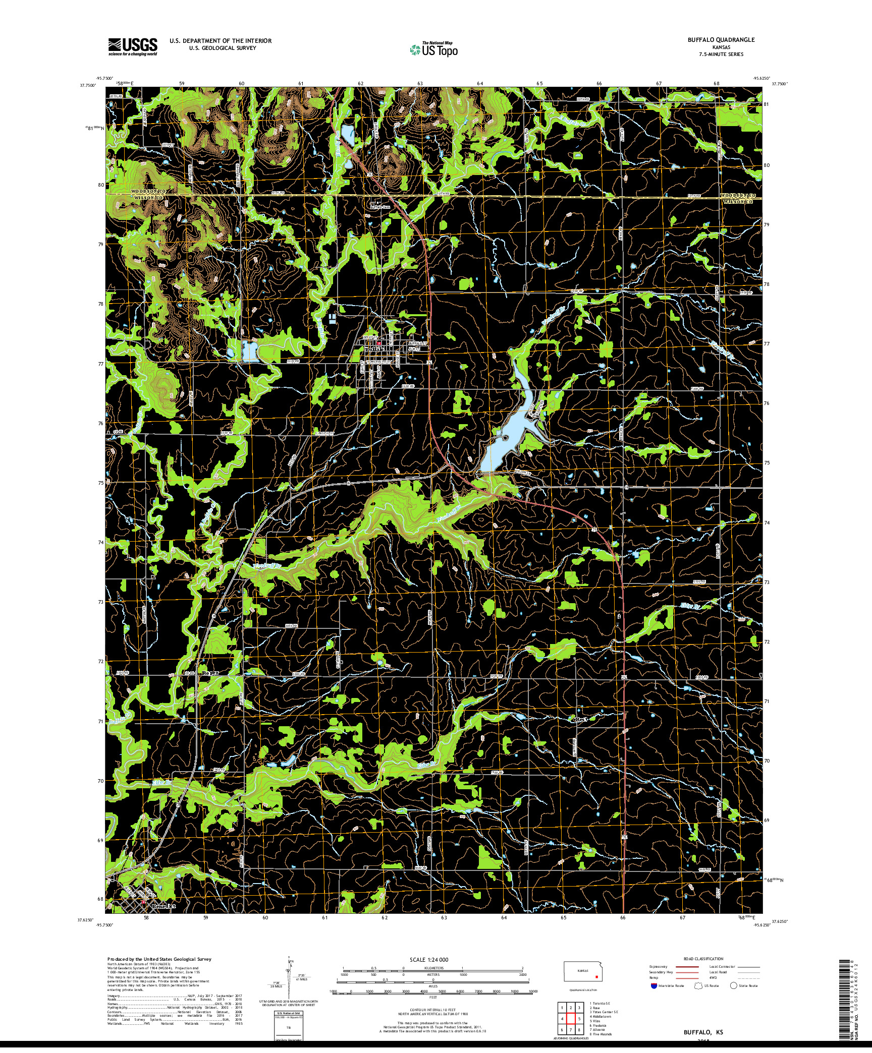 USGS US TOPO 7.5-MINUTE MAP FOR BUFFALO, KS 2018