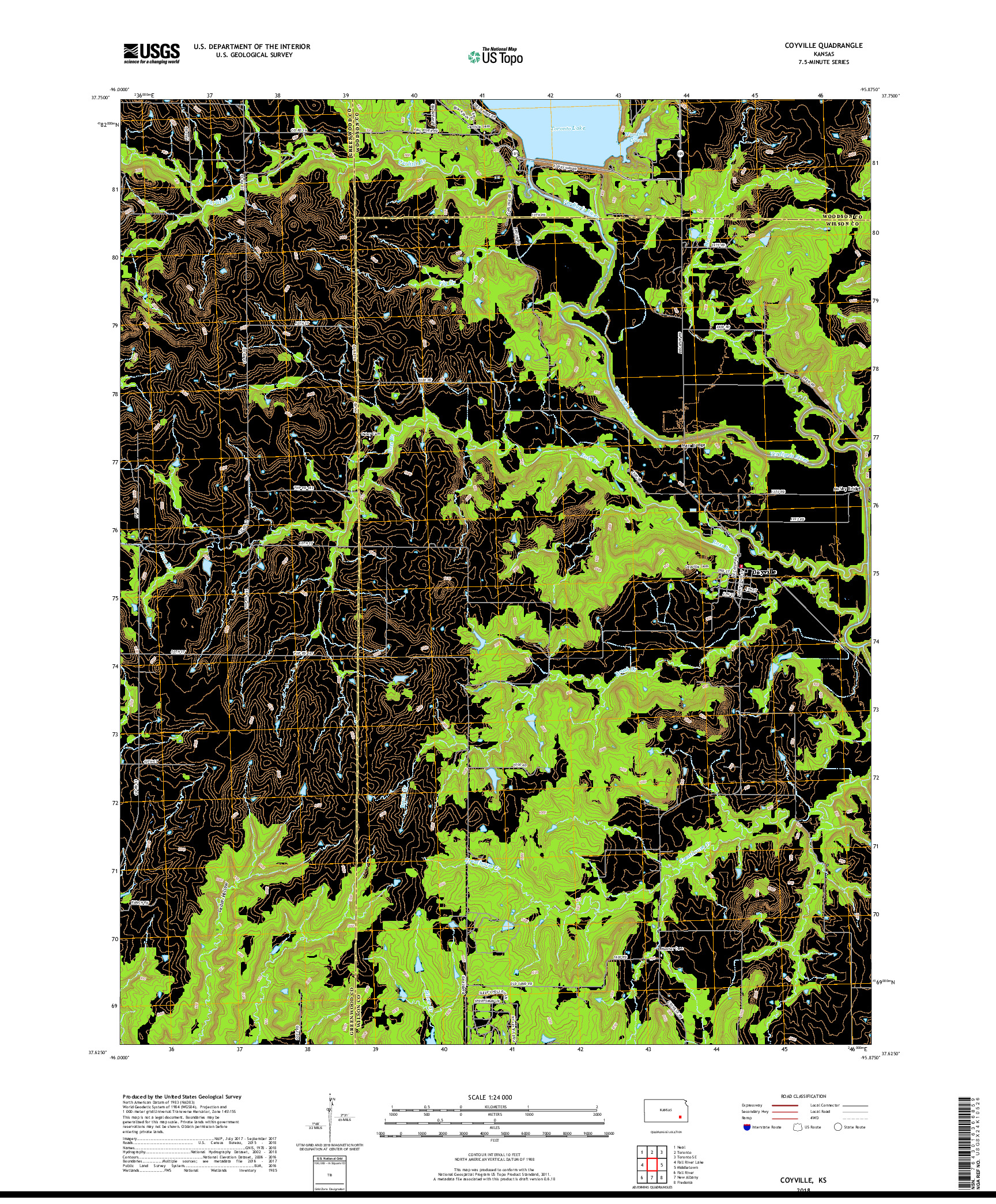 USGS US TOPO 7.5-MINUTE MAP FOR COYVILLE, KS 2018