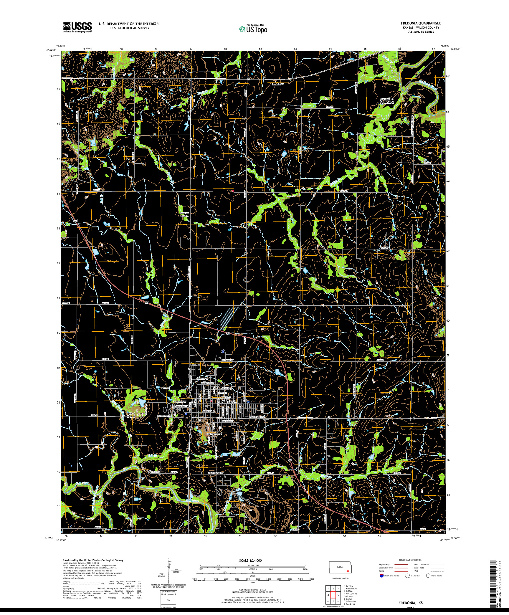 USGS US TOPO 7.5-MINUTE MAP FOR FREDONIA, KS 2018