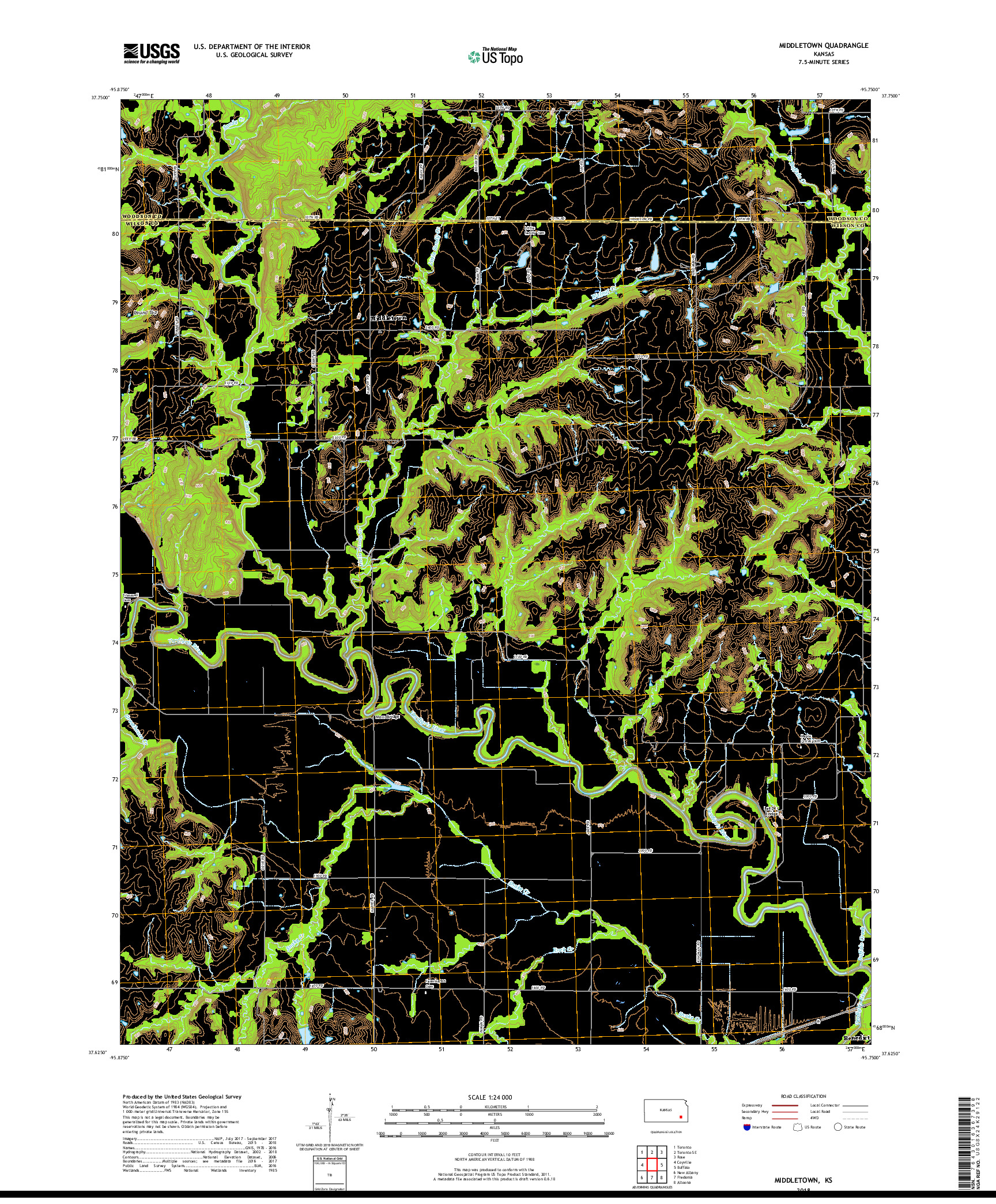 USGS US TOPO 7.5-MINUTE MAP FOR MIDDLETOWN, KS 2018