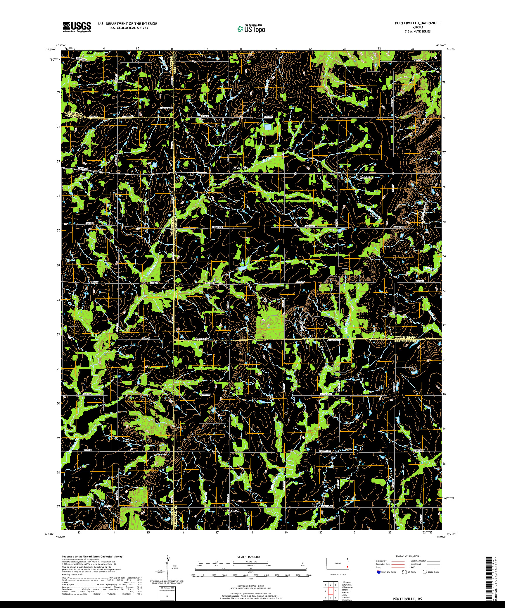 USGS US TOPO 7.5-MINUTE MAP FOR PORTERVILLE, KS 2018