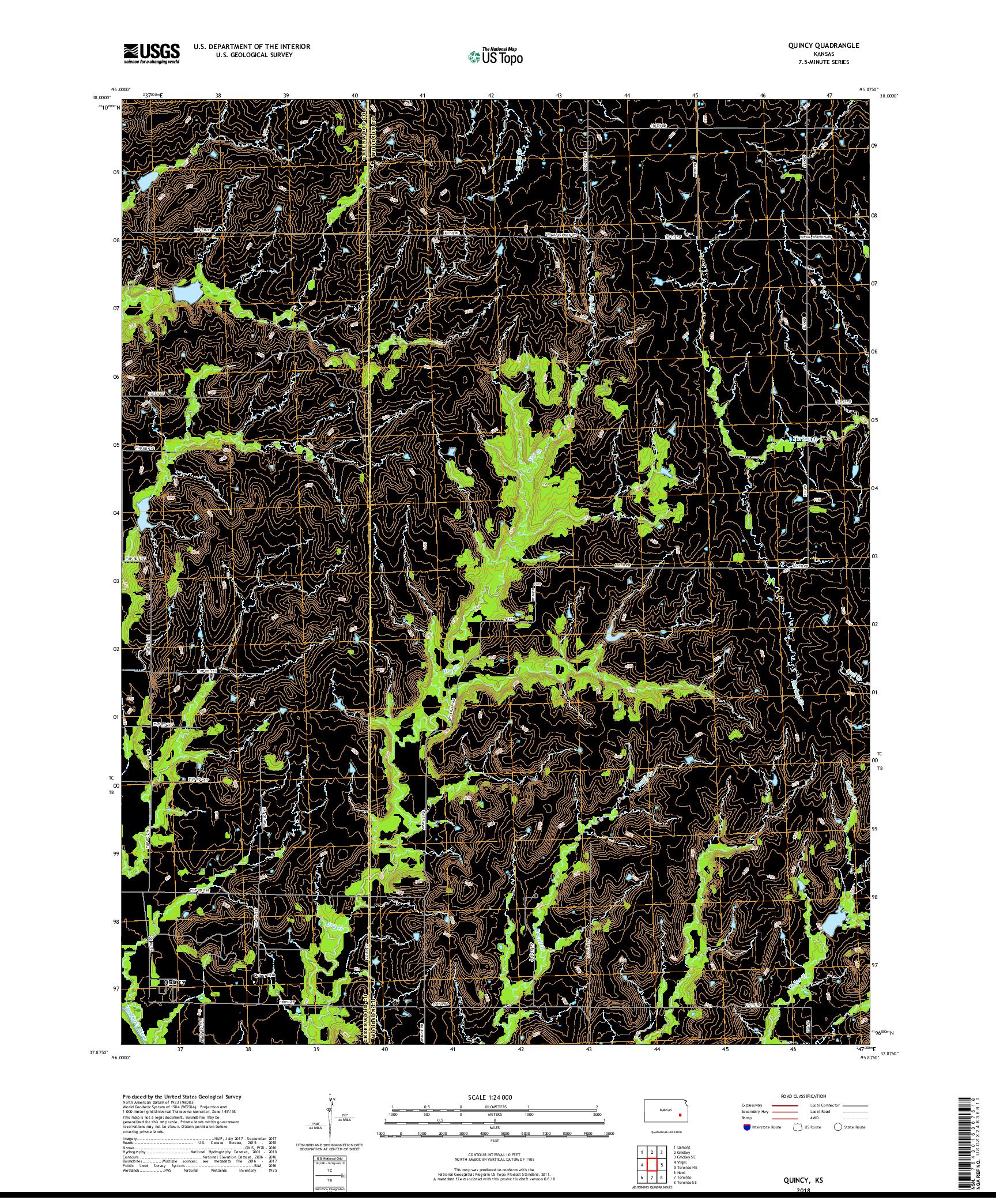 USGS US TOPO 7.5-MINUTE MAP FOR QUINCY, KS 2018