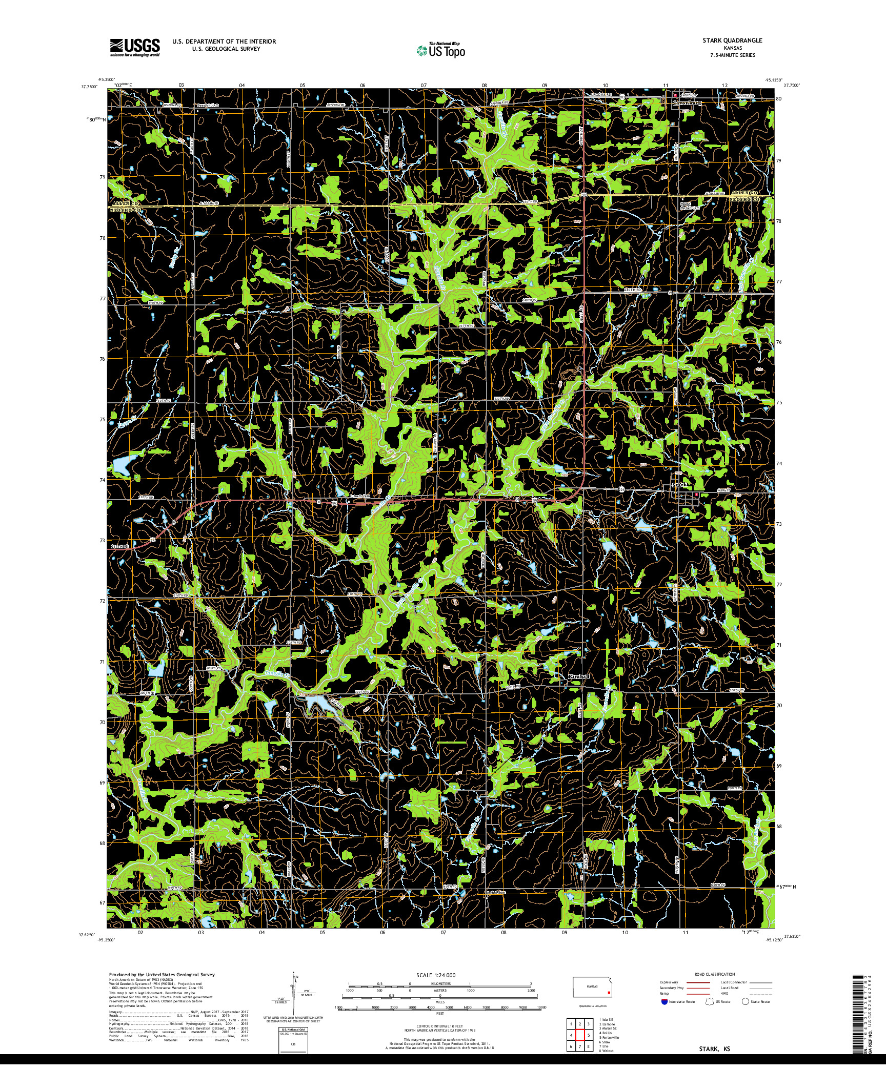 USGS US TOPO 7.5-MINUTE MAP FOR STARK, KS 2018