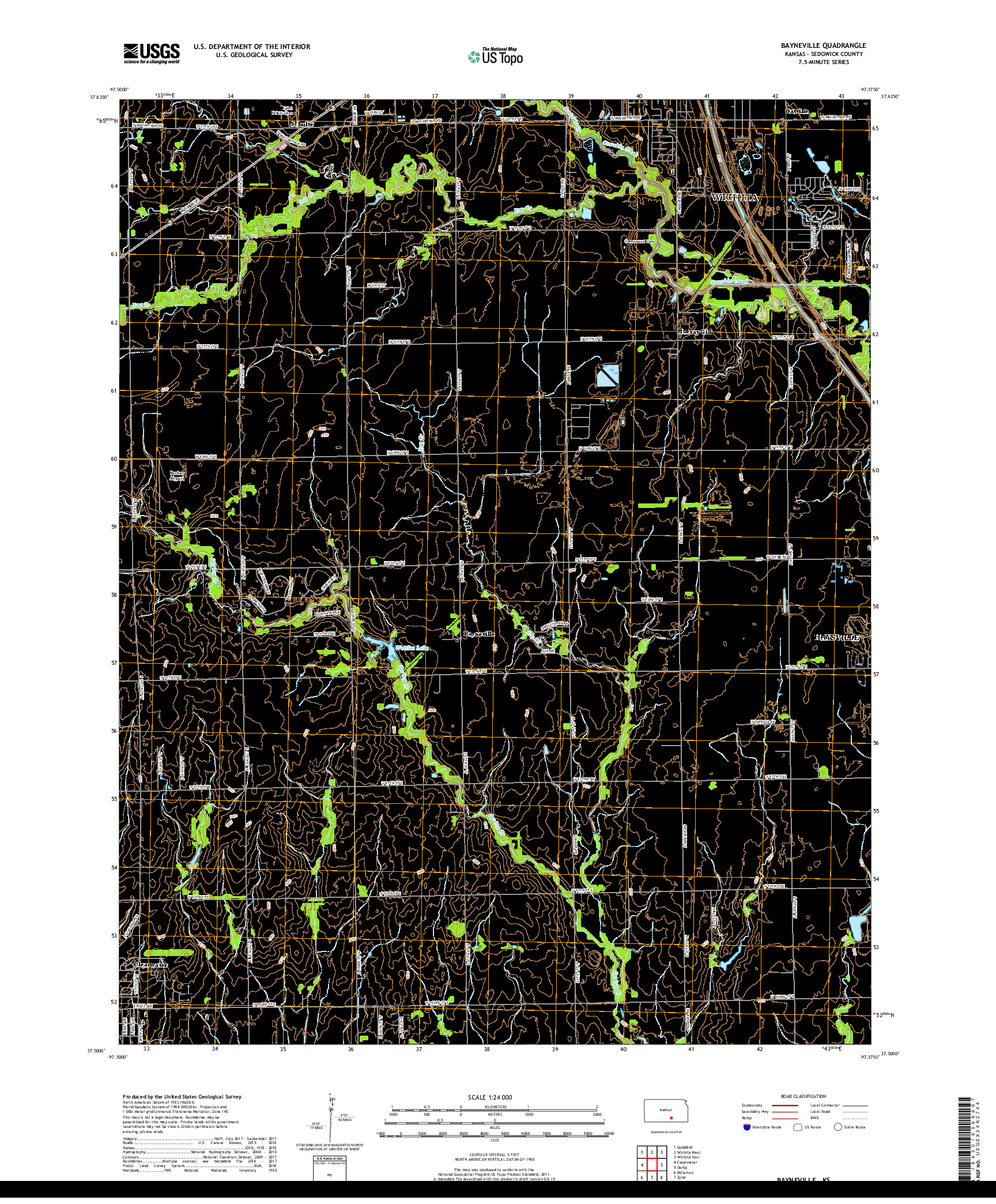 USGS US TOPO 7.5-MINUTE MAP FOR BAYNEVILLE, KS 2018