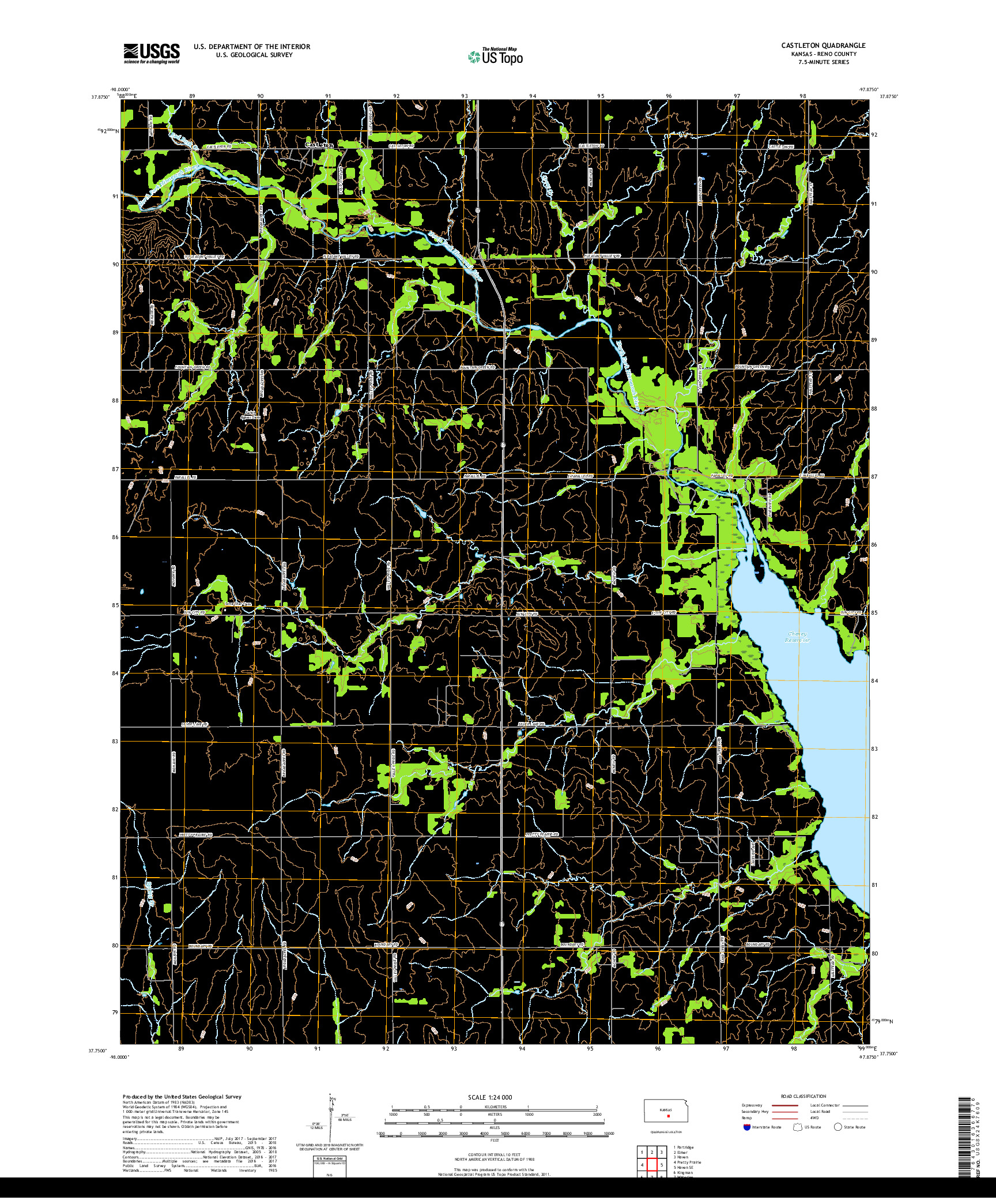 USGS US TOPO 7.5-MINUTE MAP FOR CASTLETON, KS 2018