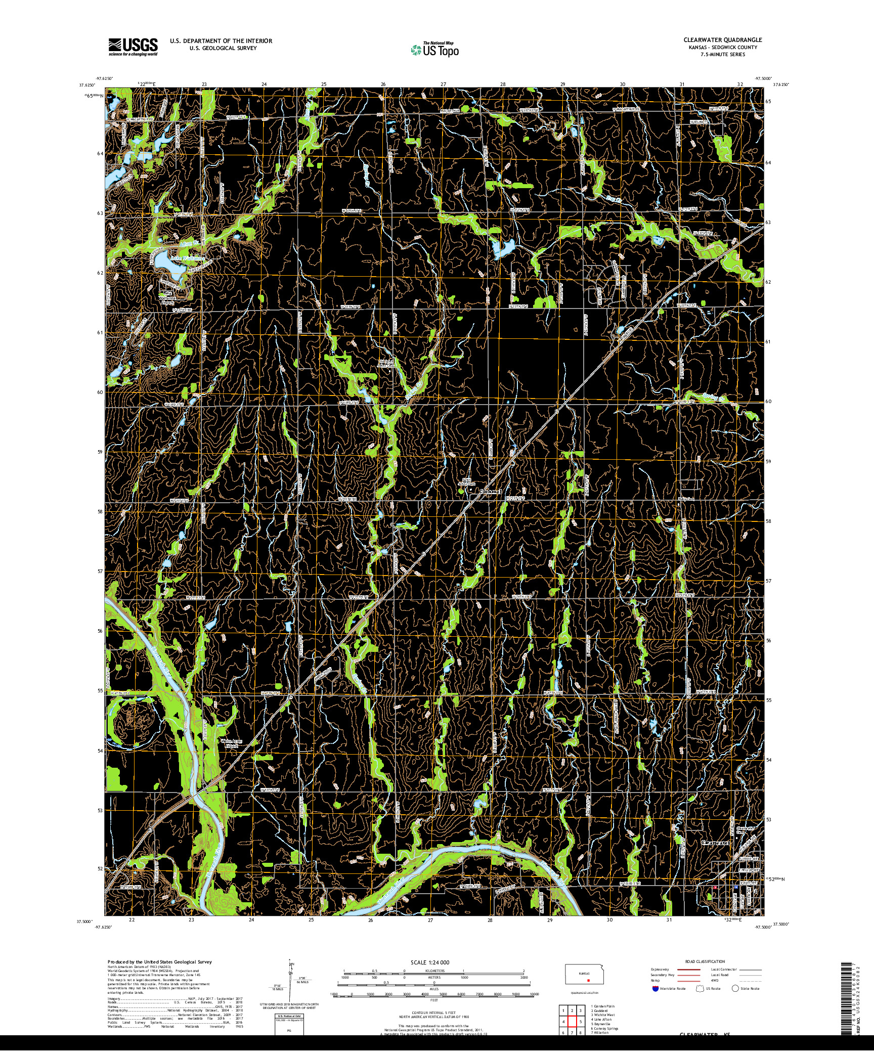 USGS US TOPO 7.5-MINUTE MAP FOR CLEARWATER, KS 2018