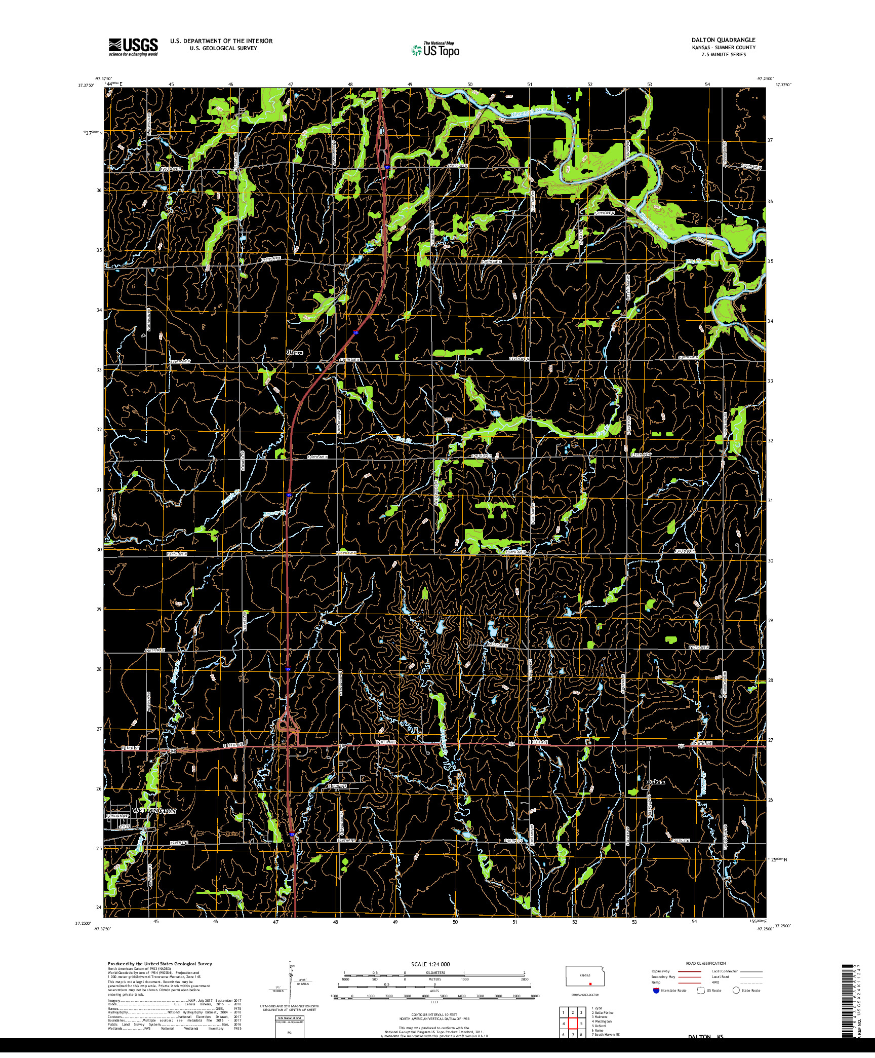 USGS US TOPO 7.5-MINUTE MAP FOR DALTON, KS 2018