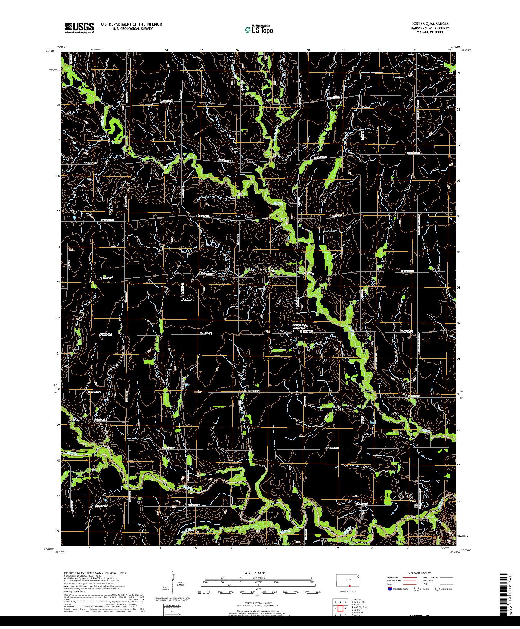 USGS US TOPO 7.5-MINUTE MAP FOR DOSTER, KS 2018