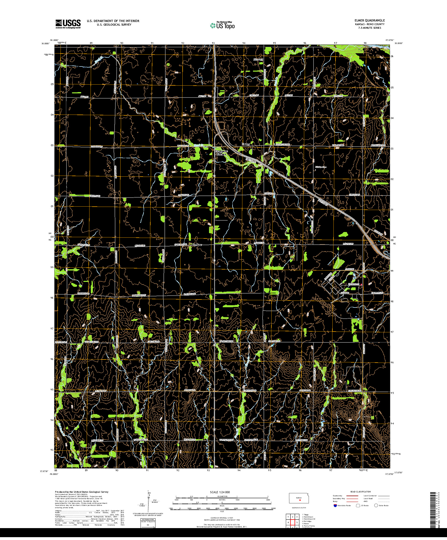 USGS US TOPO 7.5-MINUTE MAP FOR ELMER, KS 2018