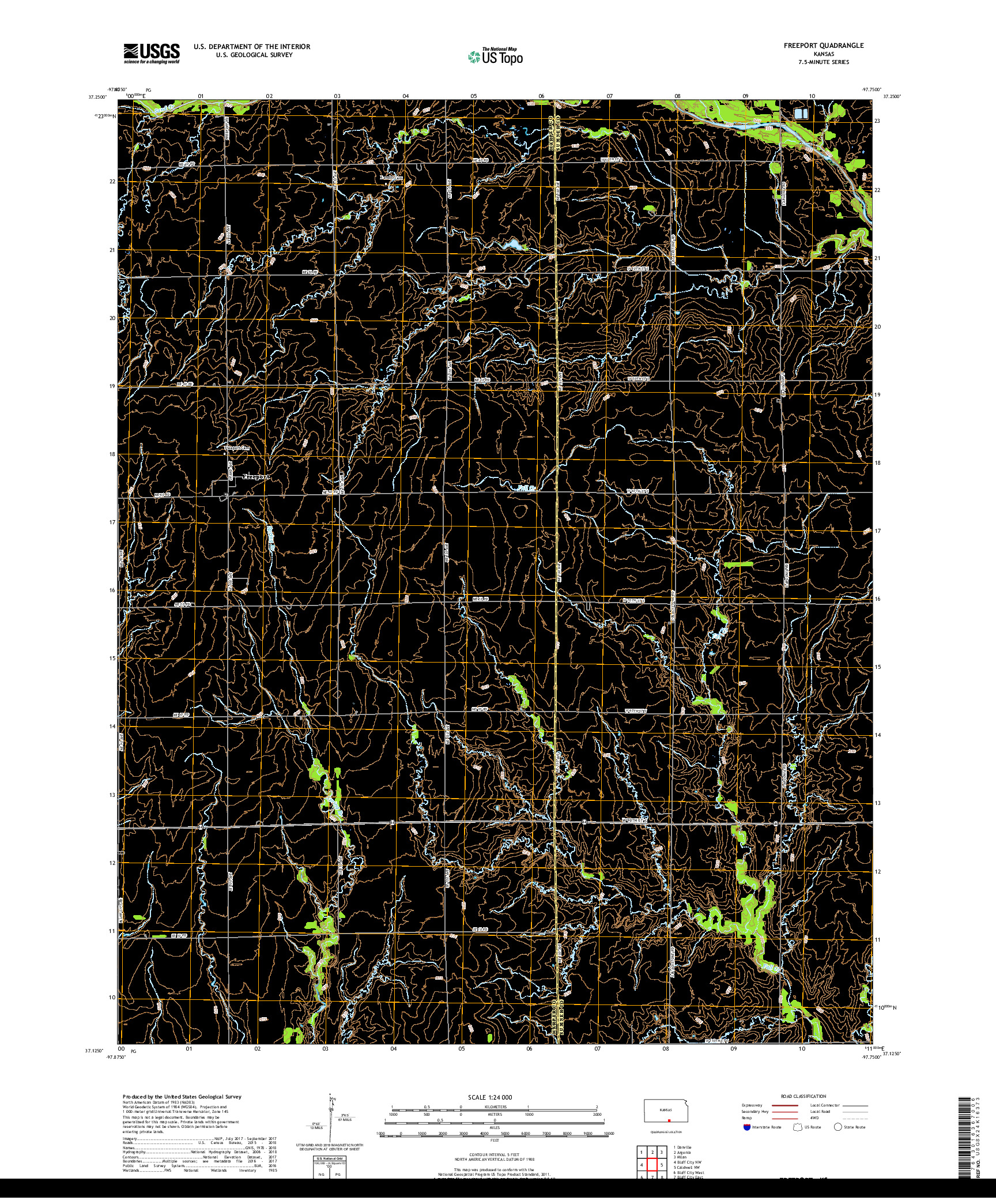 USGS US TOPO 7.5-MINUTE MAP FOR FREEPORT, KS 2018