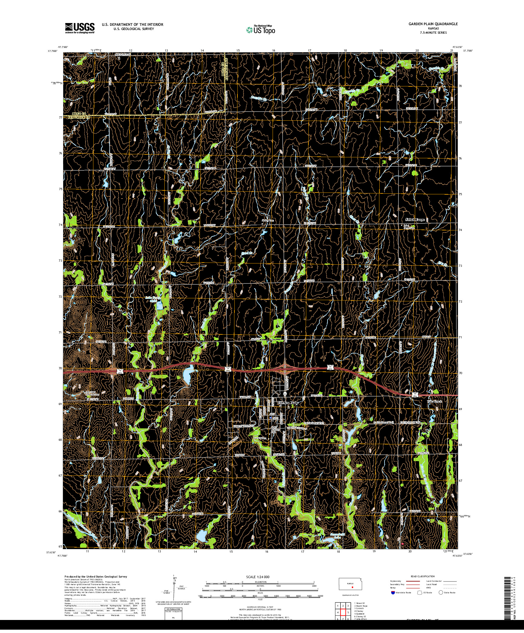 USGS US TOPO 7.5-MINUTE MAP FOR GARDEN PLAIN, KS 2018