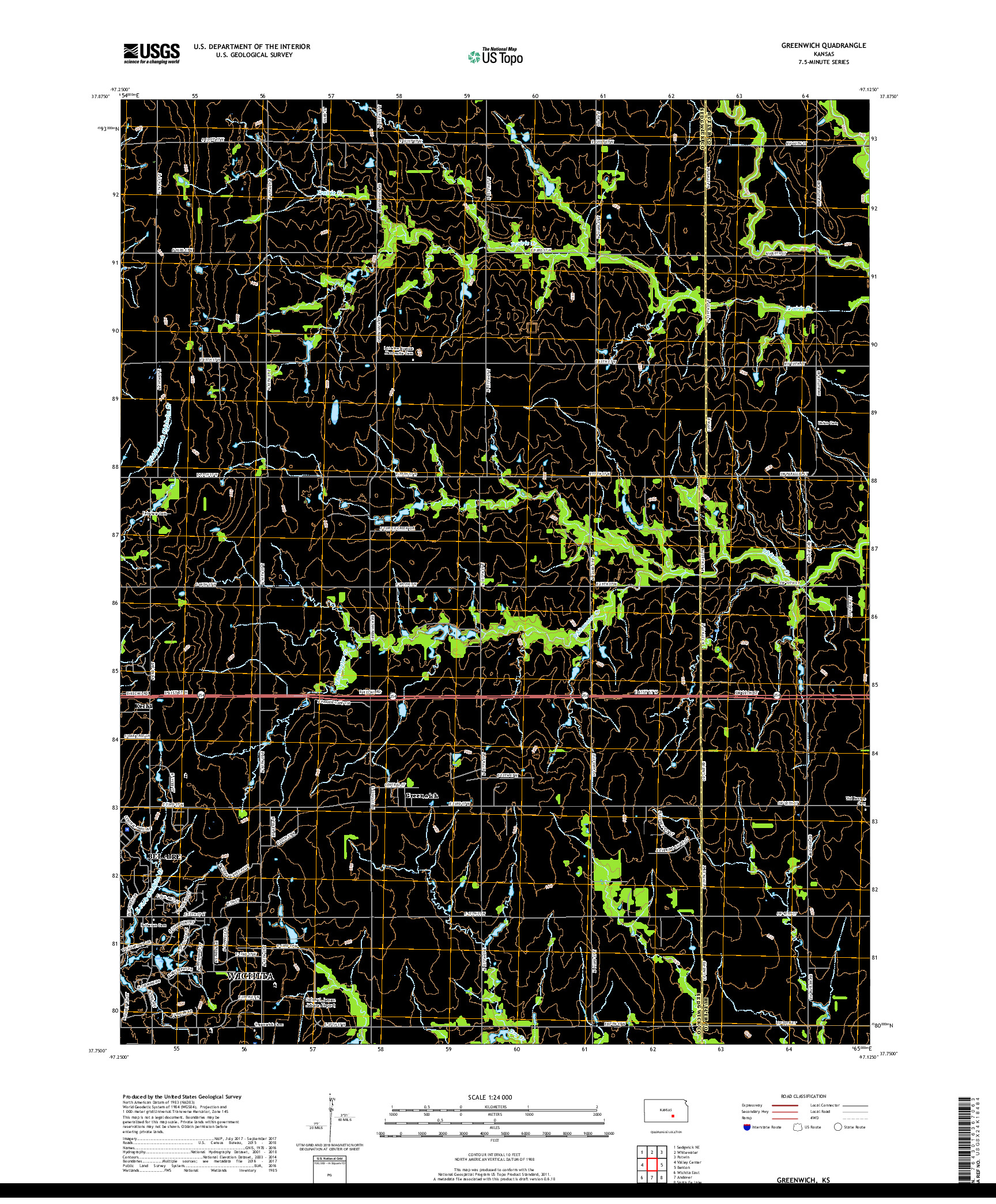 USGS US TOPO 7.5-MINUTE MAP FOR GREENWICH, KS 2018