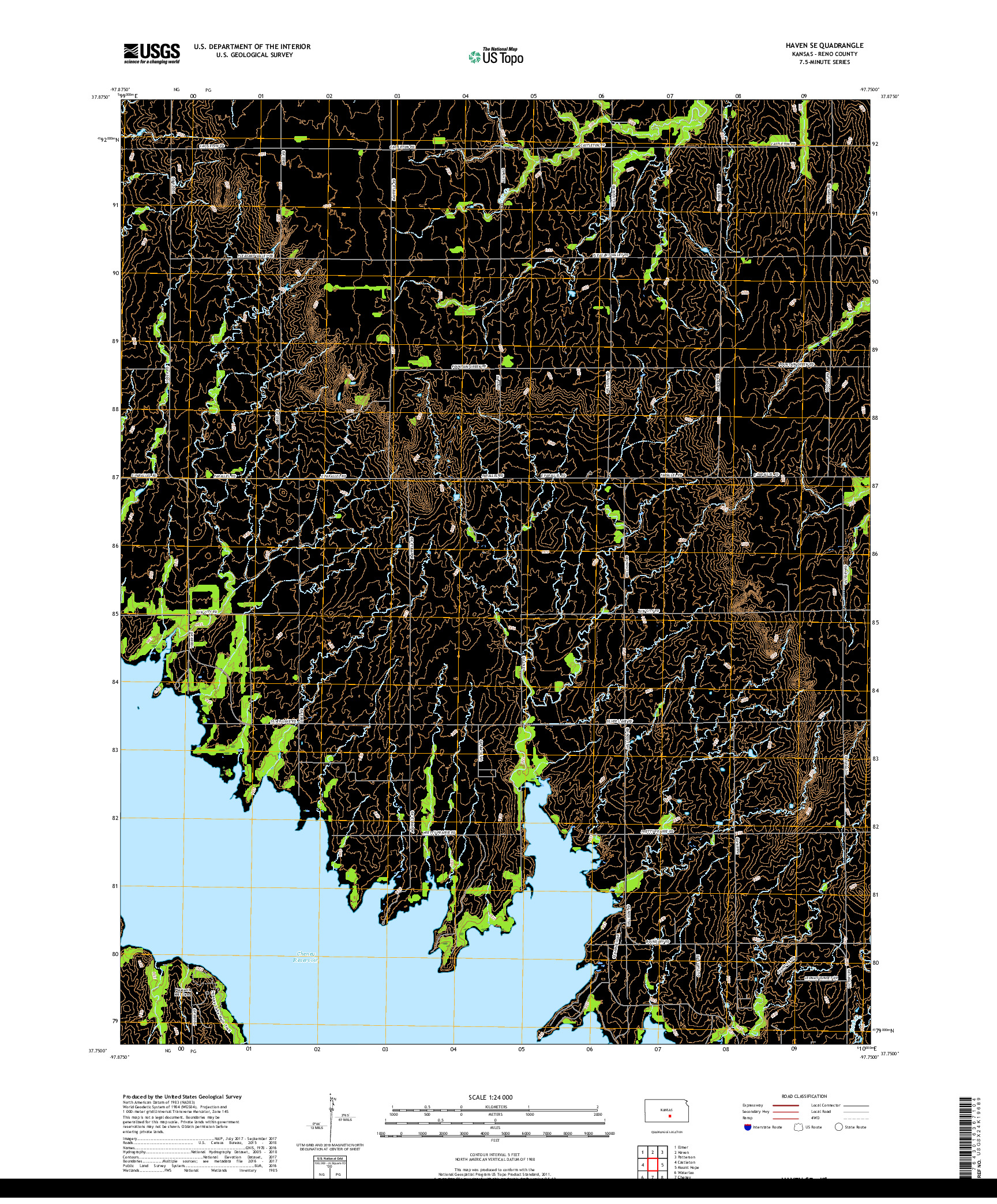 USGS US TOPO 7.5-MINUTE MAP FOR HAVEN SE, KS 2018