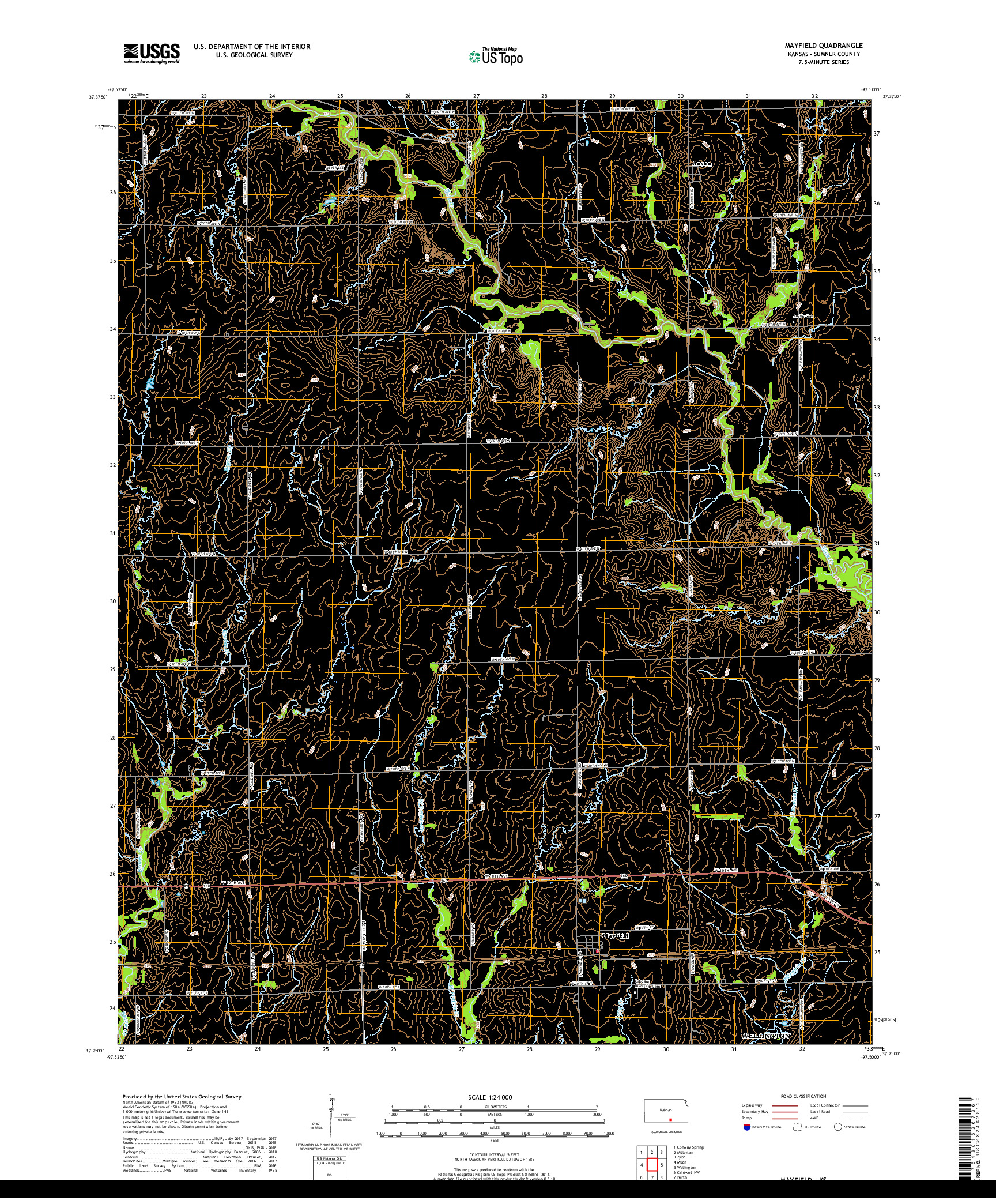 USGS US TOPO 7.5-MINUTE MAP FOR MAYFIELD, KS 2018