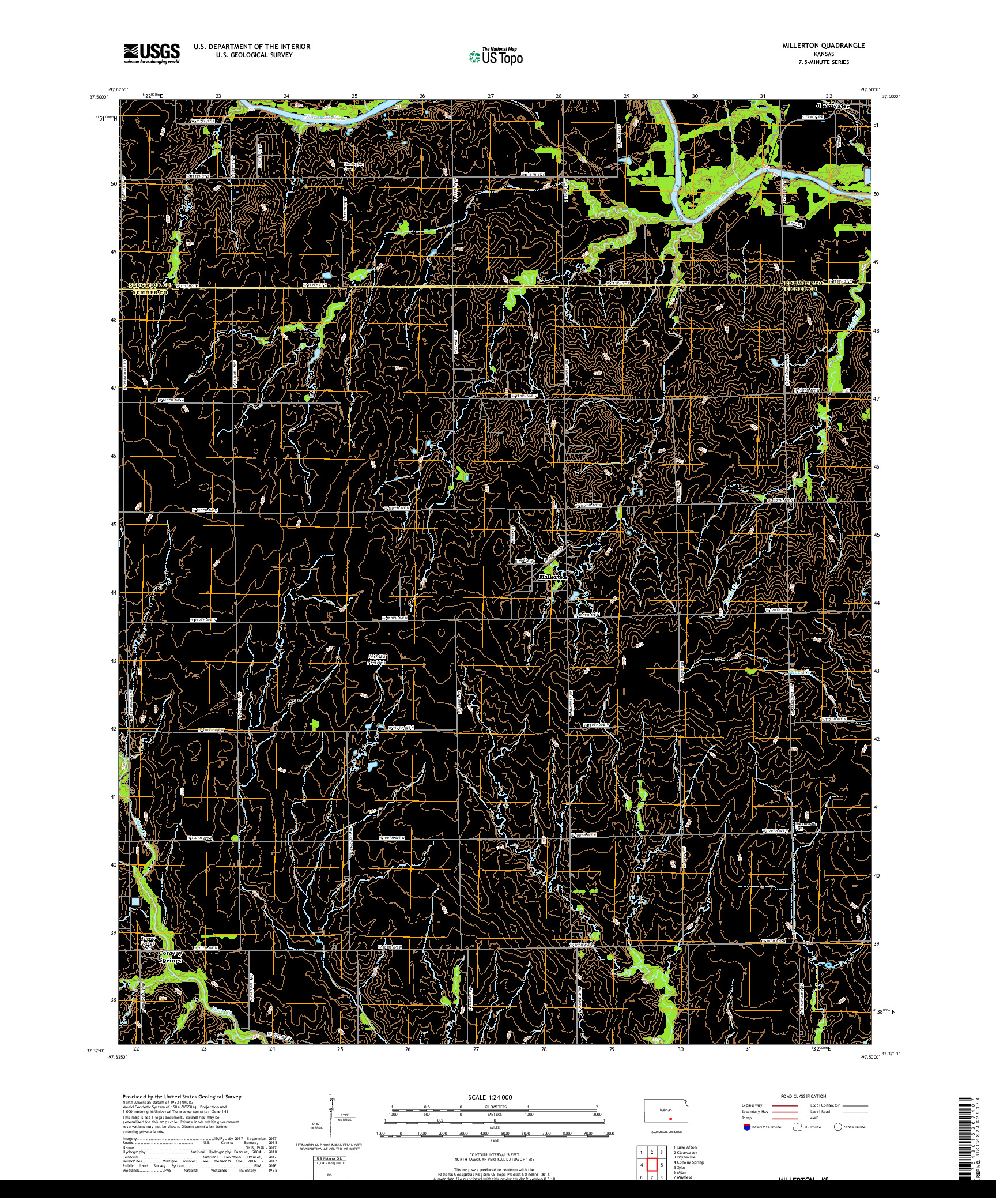 USGS US TOPO 7.5-MINUTE MAP FOR MILLERTON, KS 2018