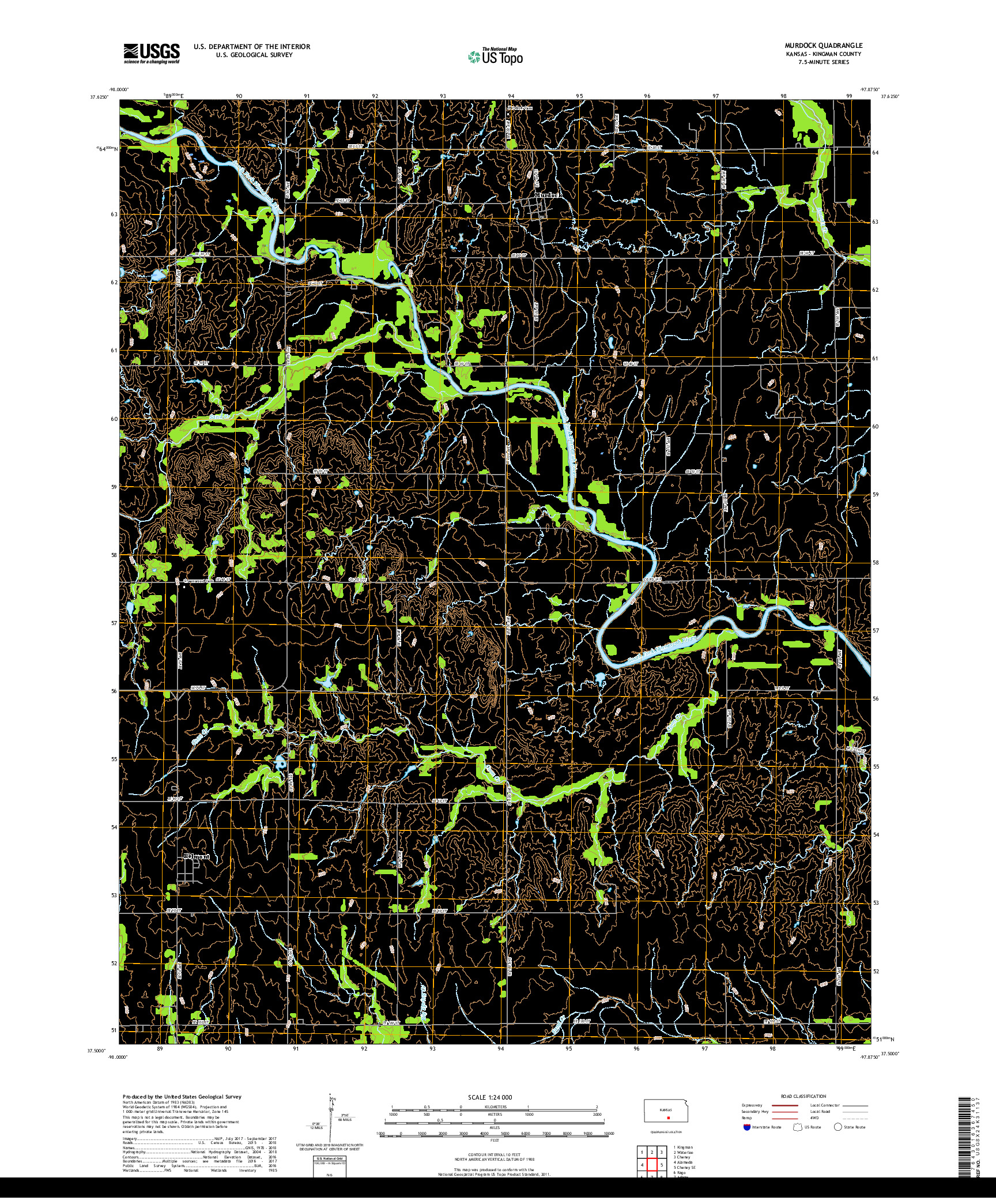 USGS US TOPO 7.5-MINUTE MAP FOR MURDOCK, KS 2018