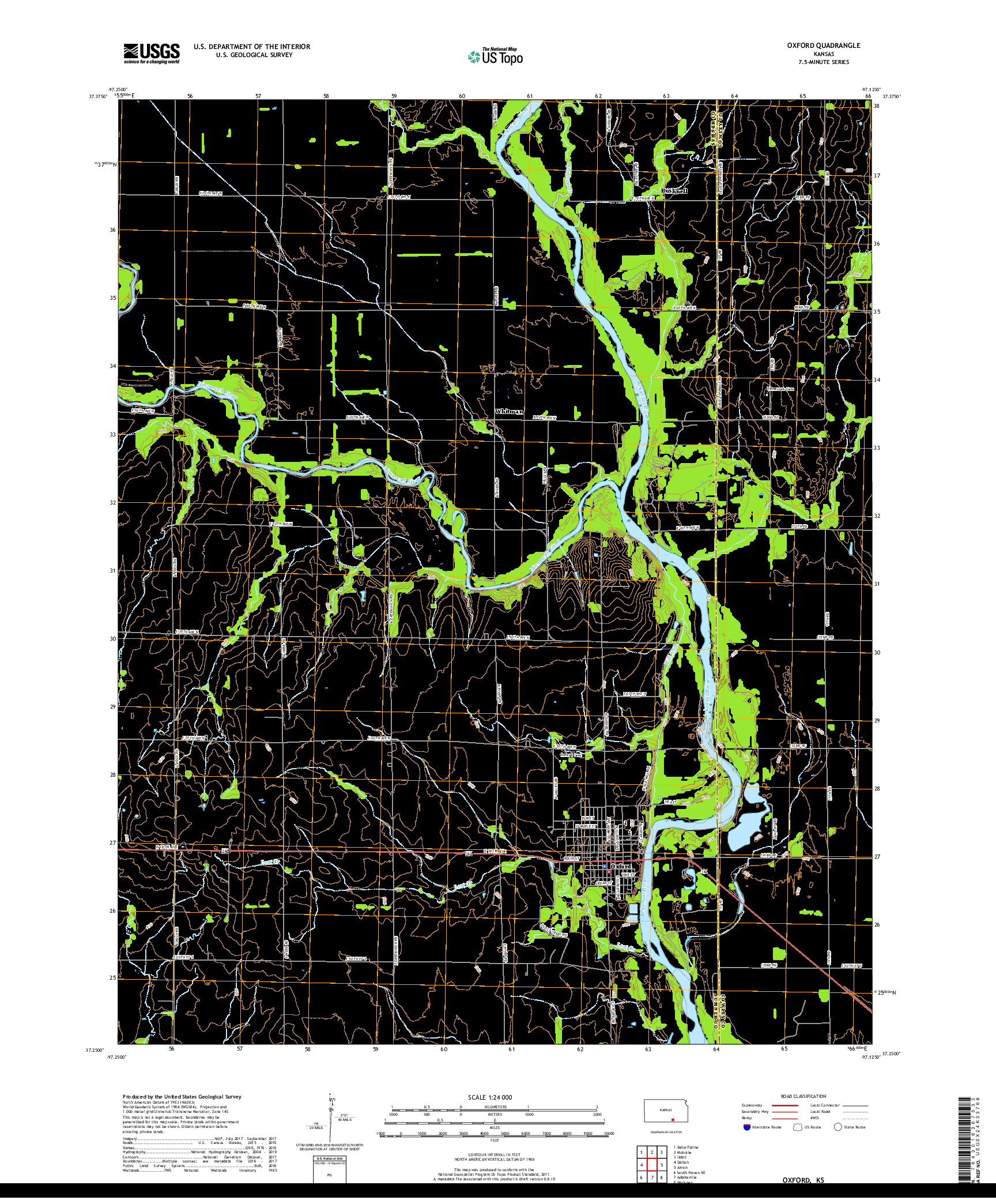 USGS US TOPO 7.5-MINUTE MAP FOR OXFORD, KS 2018