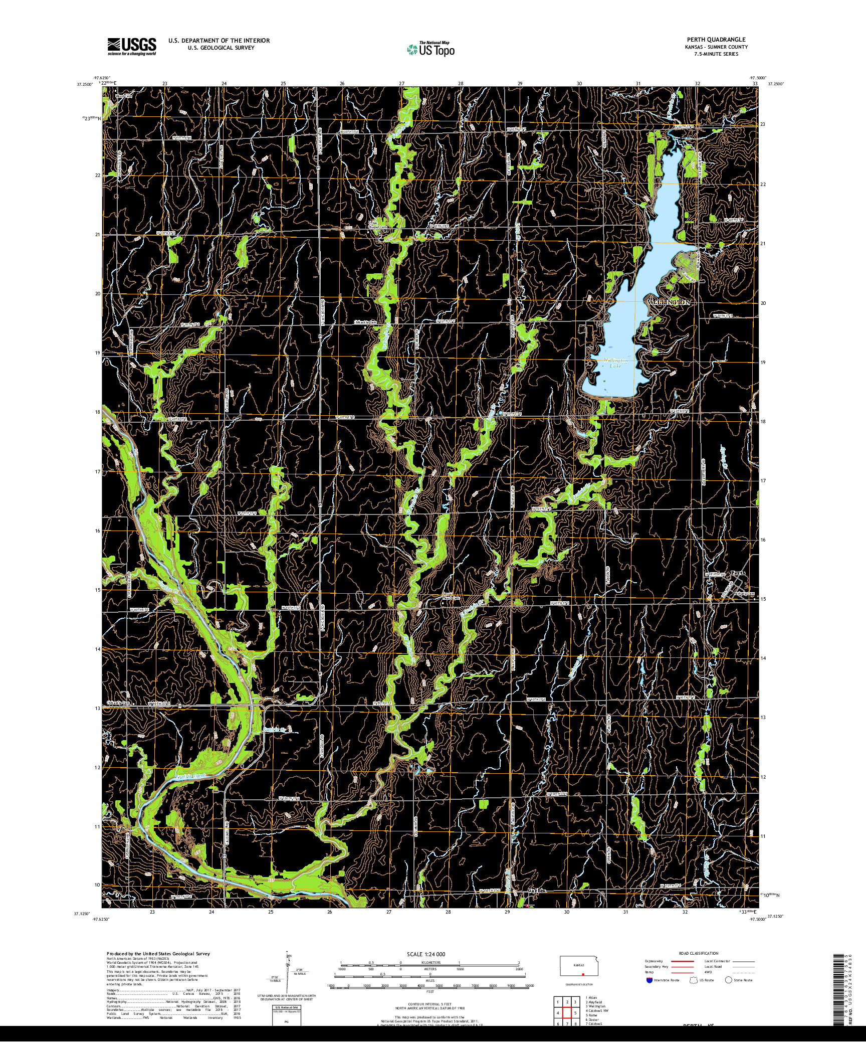 USGS US TOPO 7.5-MINUTE MAP FOR PERTH, KS 2018