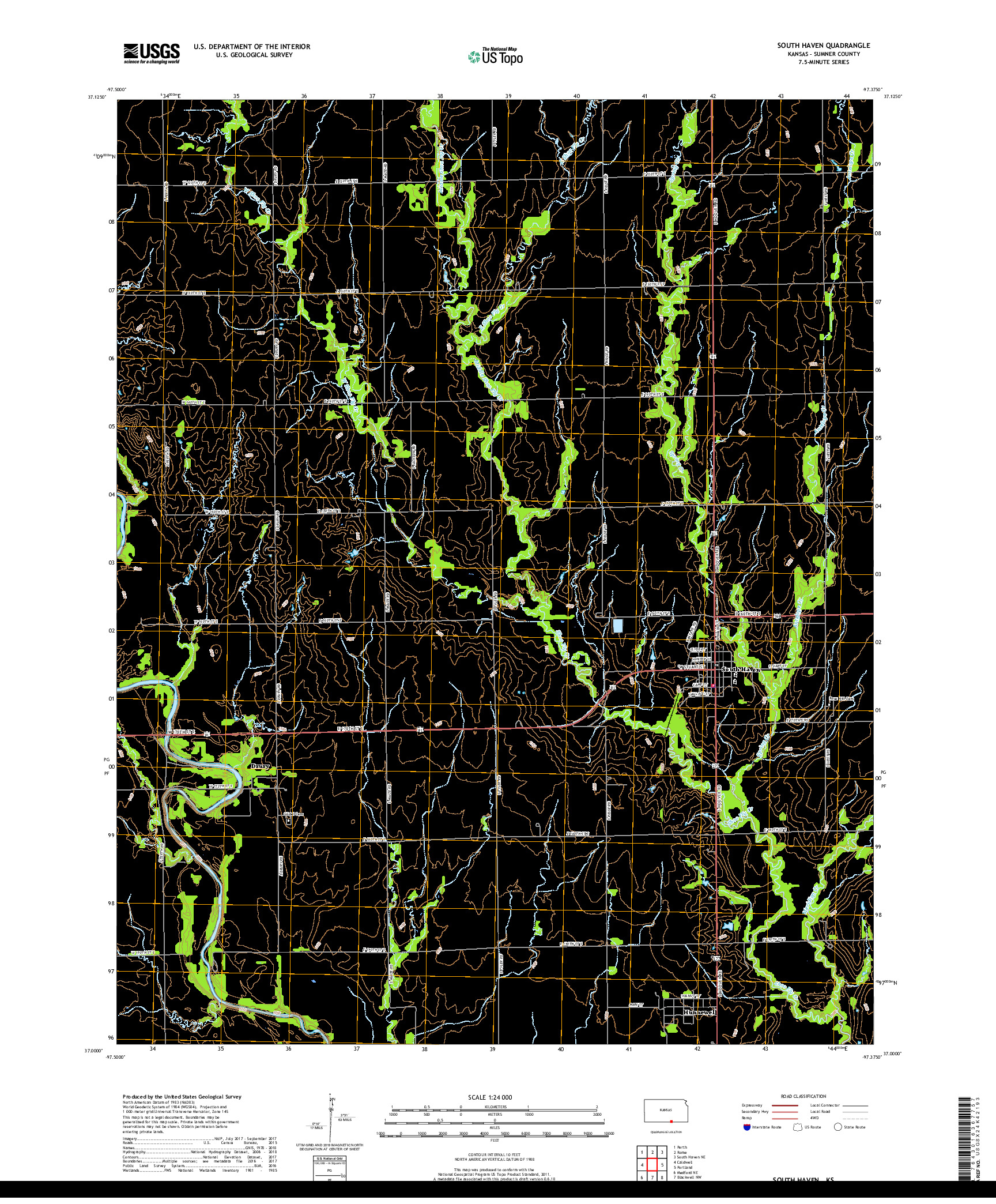 USGS US TOPO 7.5-MINUTE MAP FOR SOUTH HAVEN, KS 2018