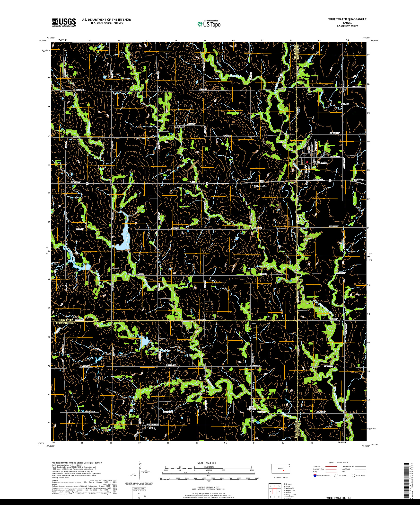 USGS US TOPO 7.5-MINUTE MAP FOR WHITEWATER, KS 2018