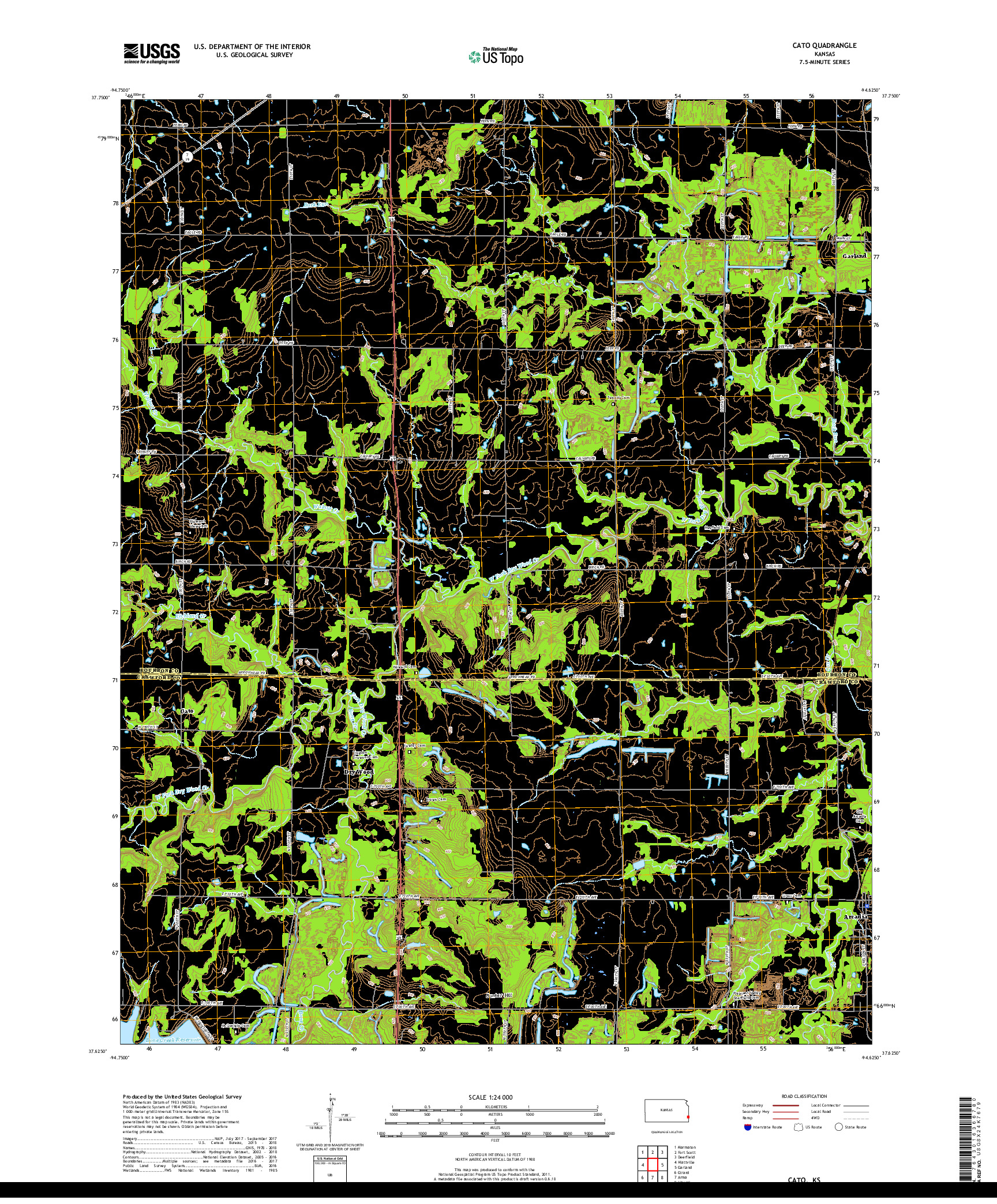 USGS US TOPO 7.5-MINUTE MAP FOR CATO, KS 2018