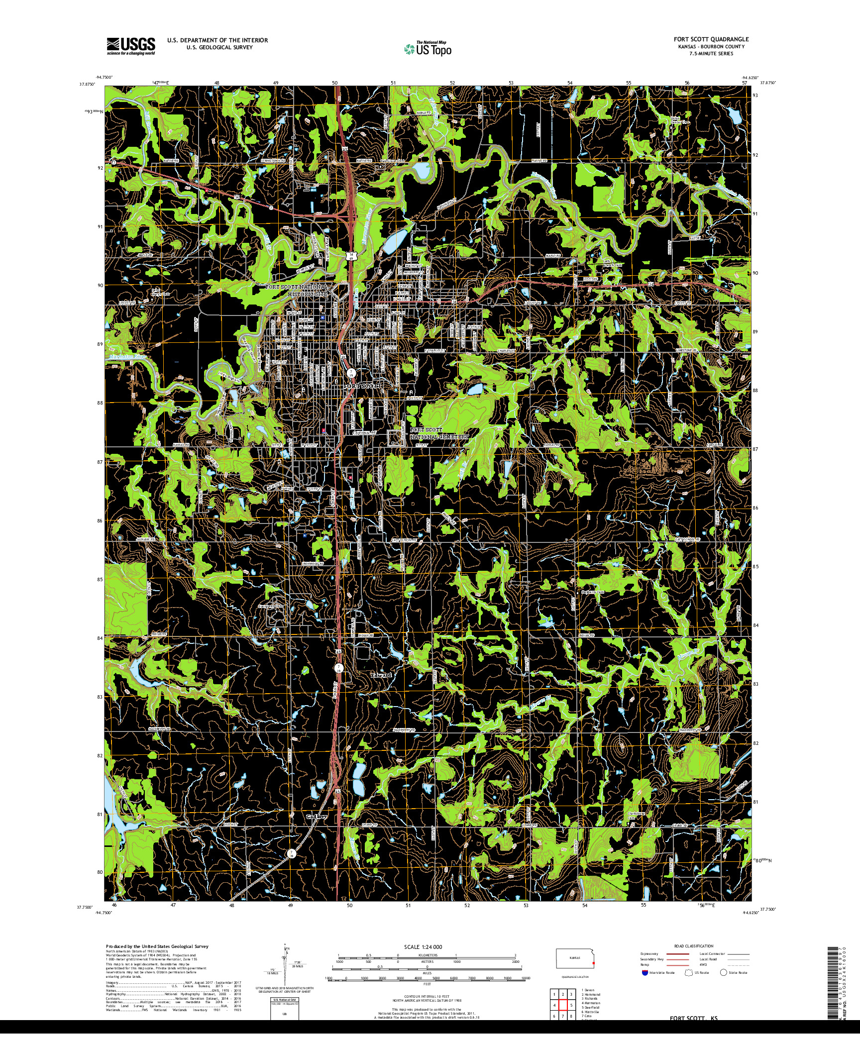 USGS US TOPO 7.5-MINUTE MAP FOR FORT SCOTT, KS 2018