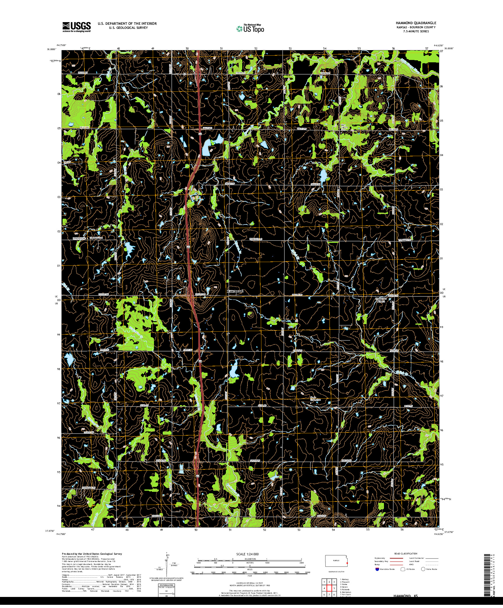 USGS US TOPO 7.5-MINUTE MAP FOR HAMMOND, KS 2018