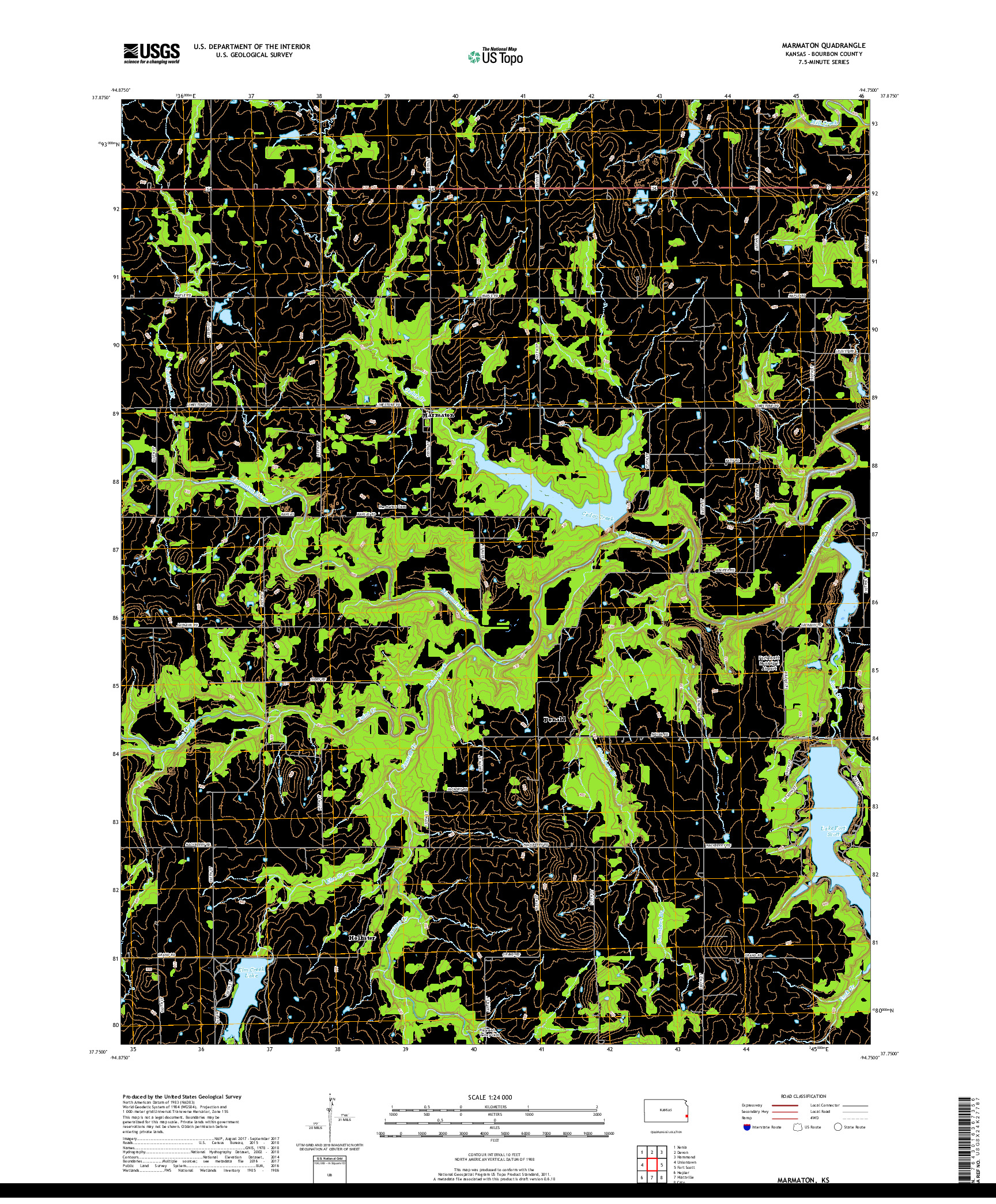 USGS US TOPO 7.5-MINUTE MAP FOR MARMATON, KS 2018