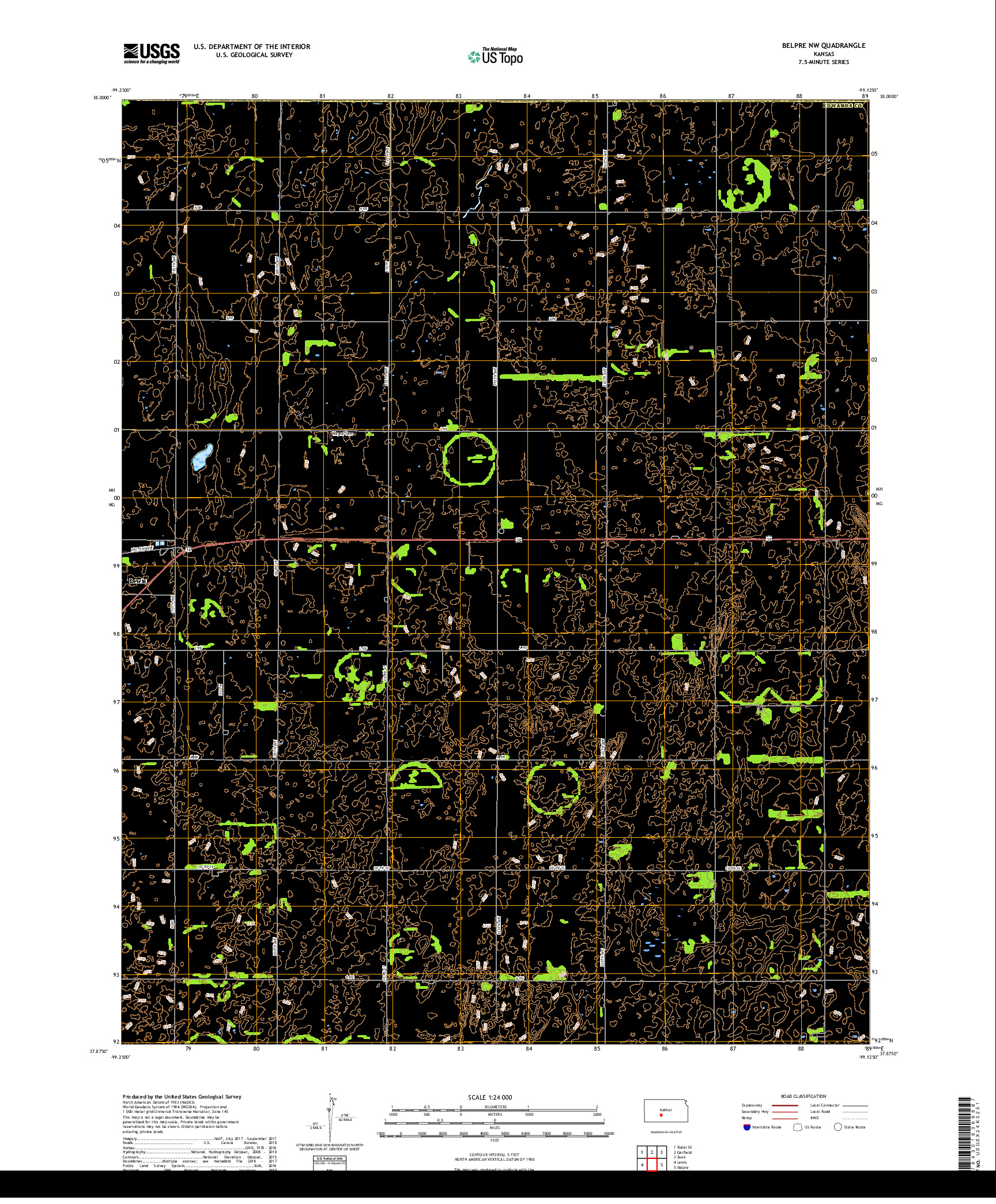 USGS US TOPO 7.5-MINUTE MAP FOR BELPRE NW, KS 2018