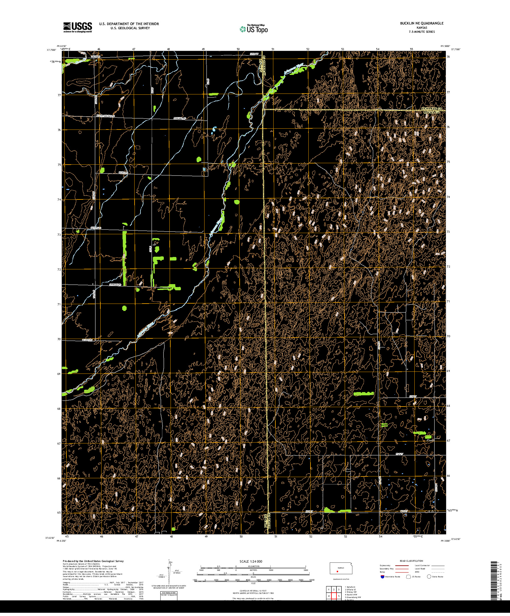 USGS US TOPO 7.5-MINUTE MAP FOR BUCKLIN NE, KS 2018