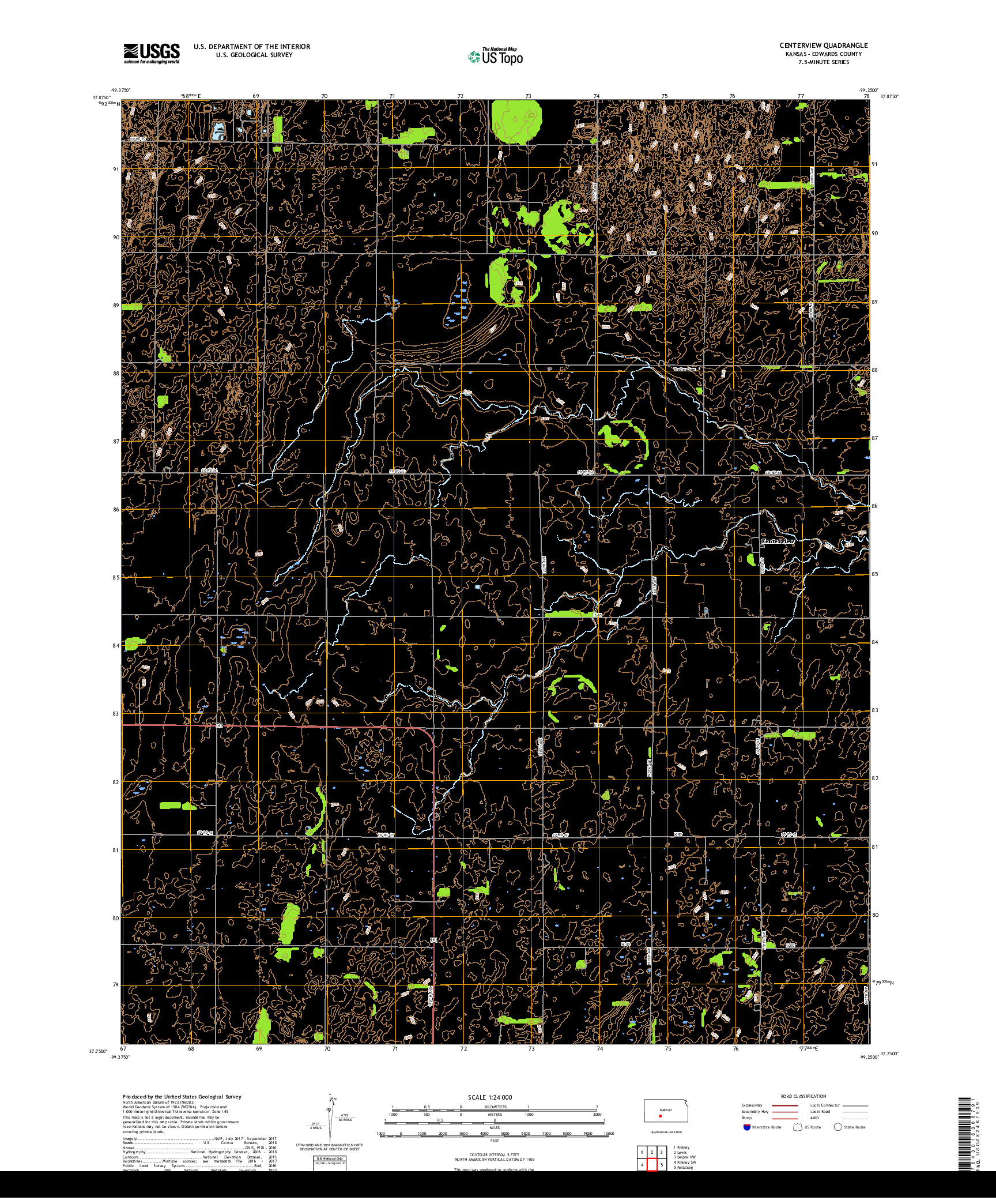 USGS US TOPO 7.5-MINUTE MAP FOR CENTERVIEW, KS 2018