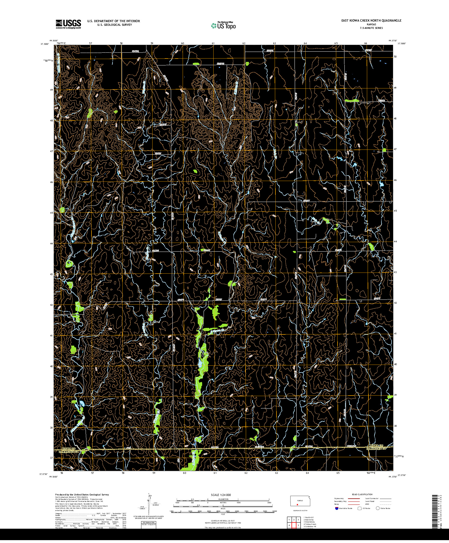 USGS US TOPO 7.5-MINUTE MAP FOR EAST KIOWA CREEK NORTH, KS 2018