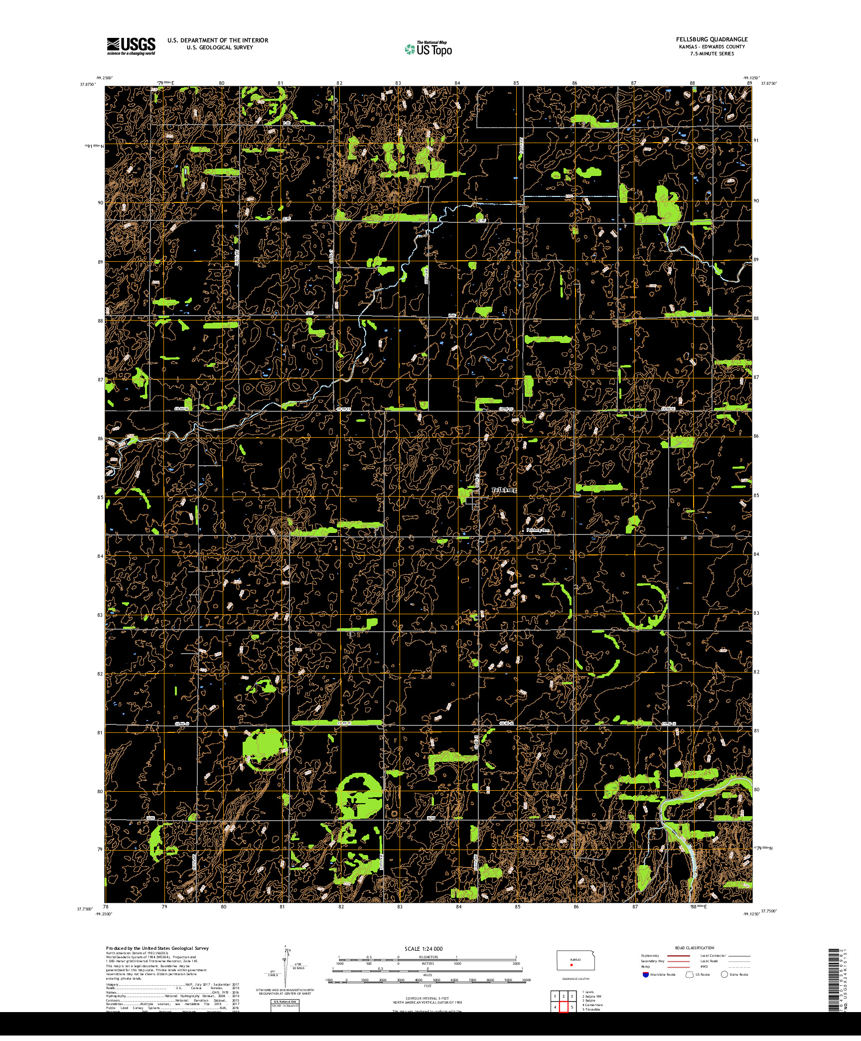 USGS US TOPO 7.5-MINUTE MAP FOR FELLSBURG, KS 2018