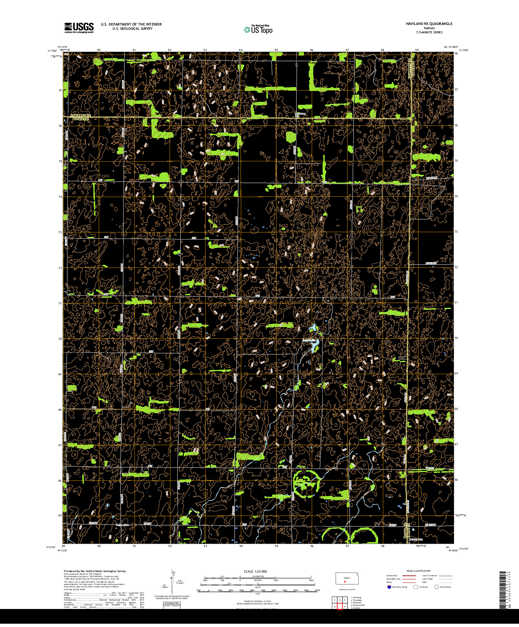 USGS US TOPO 7.5-MINUTE MAP FOR HAVILAND NE, KS 2018